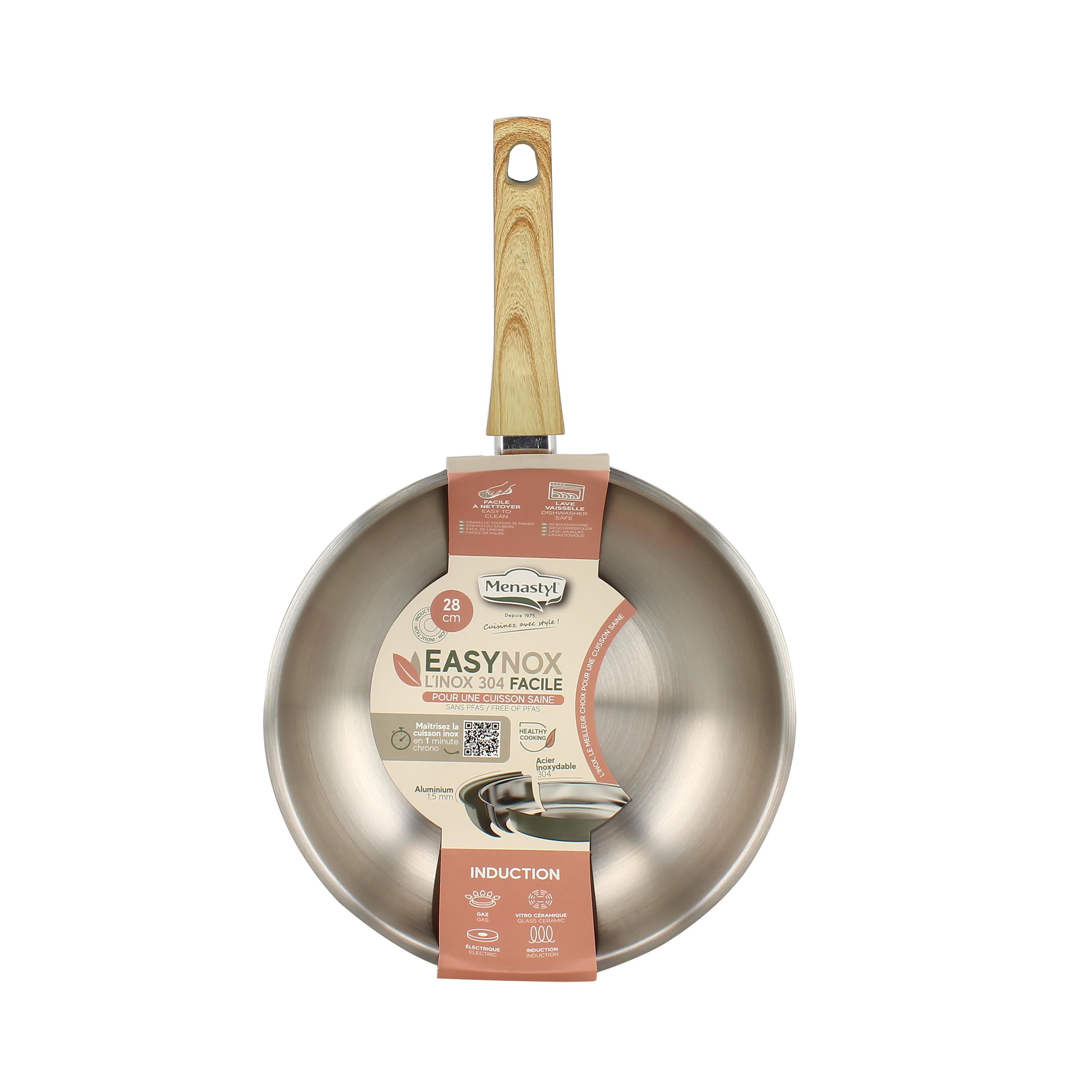 Voir la diapositive 2 : LEBRUN Wok 28cm en aluminium et inox menastyl