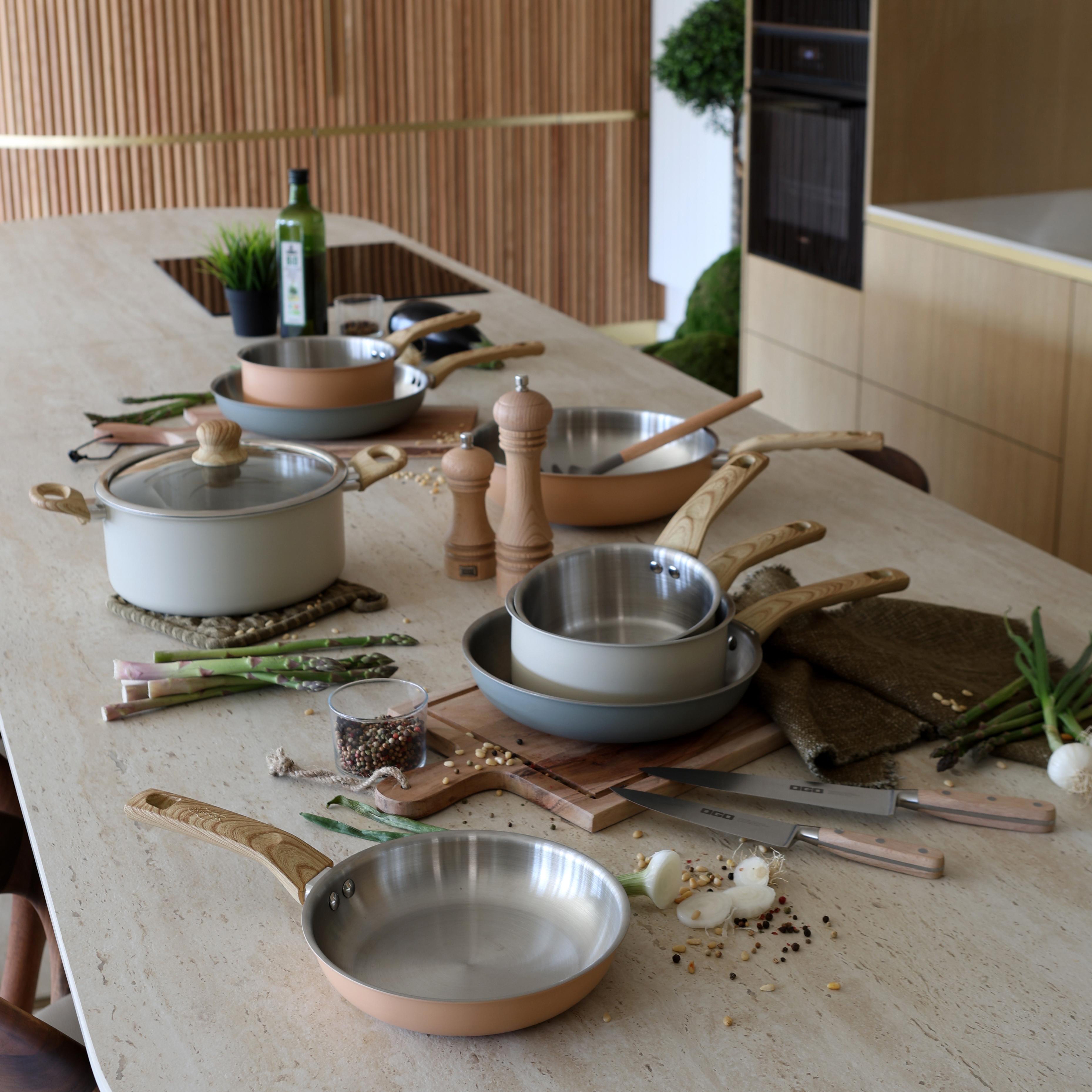 Voir la diapositive 4 : LEBRUN Faitout + couvercle 24cm en aluminium et inox menastyl