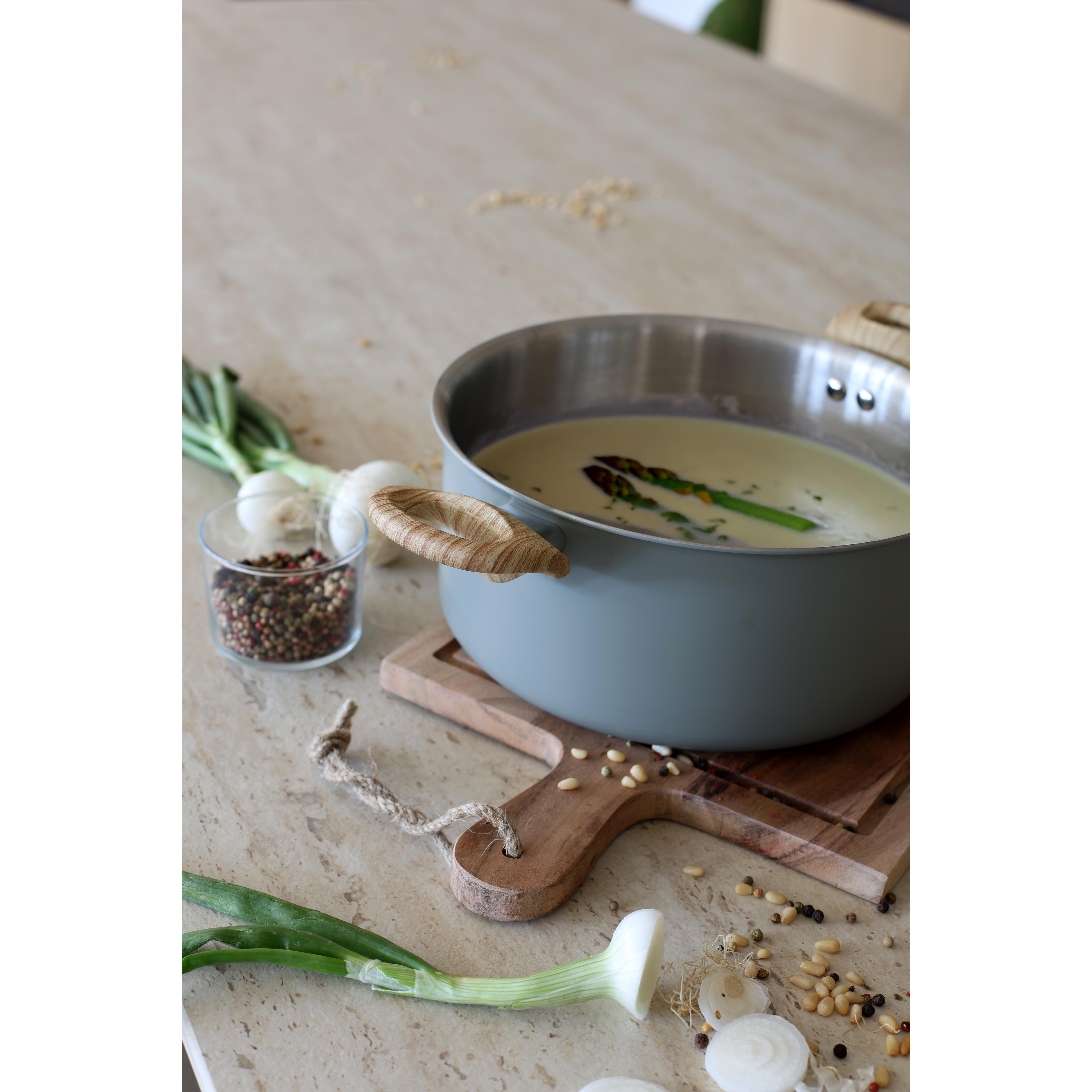 Voir la diapositive 5 : LEBRUN Faitout + couvercle 24cm en aluminium et inox menastyl