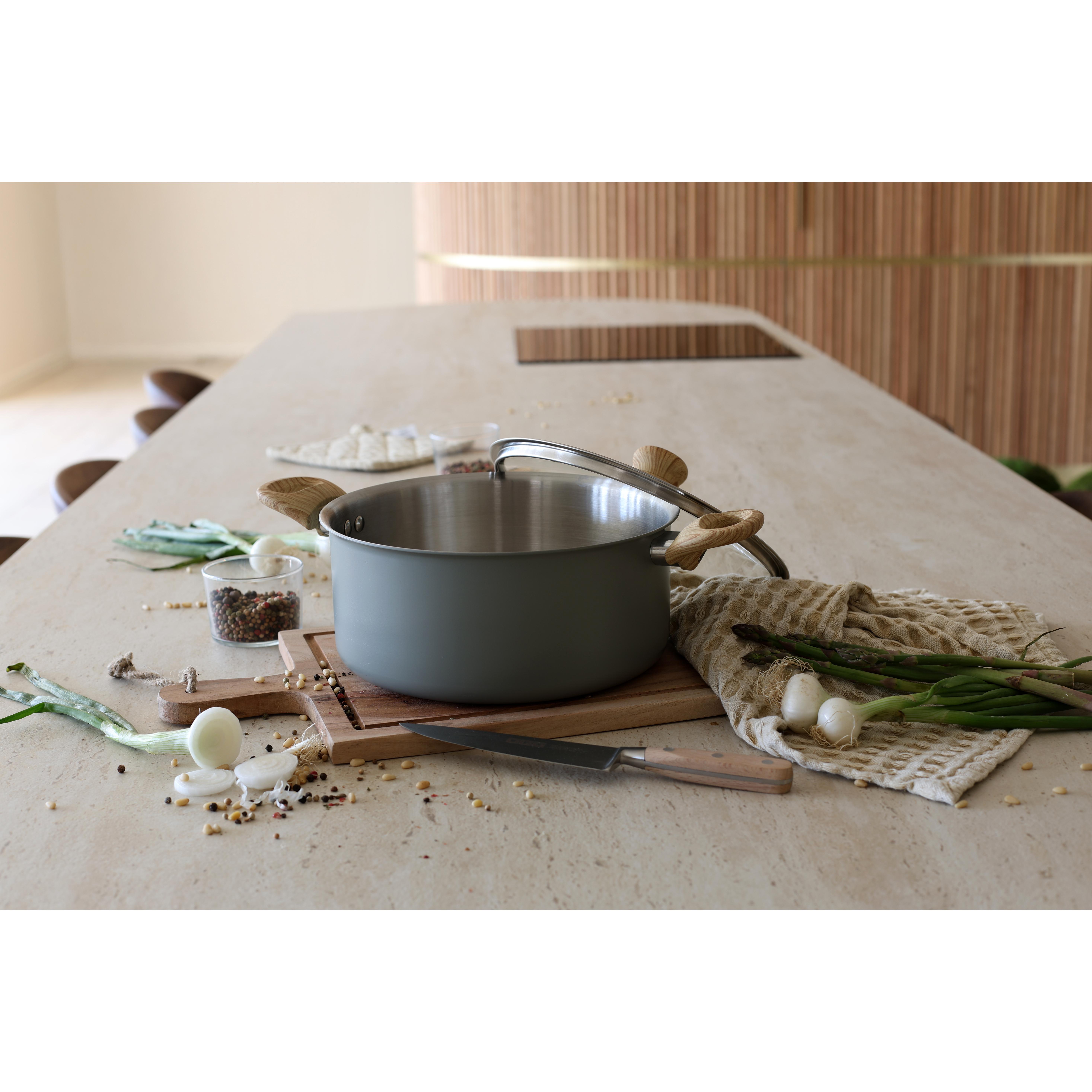Voir la diapositive 10 : LEBRUN Faitout + couvercle 24cm en aluminium et inox menastyl