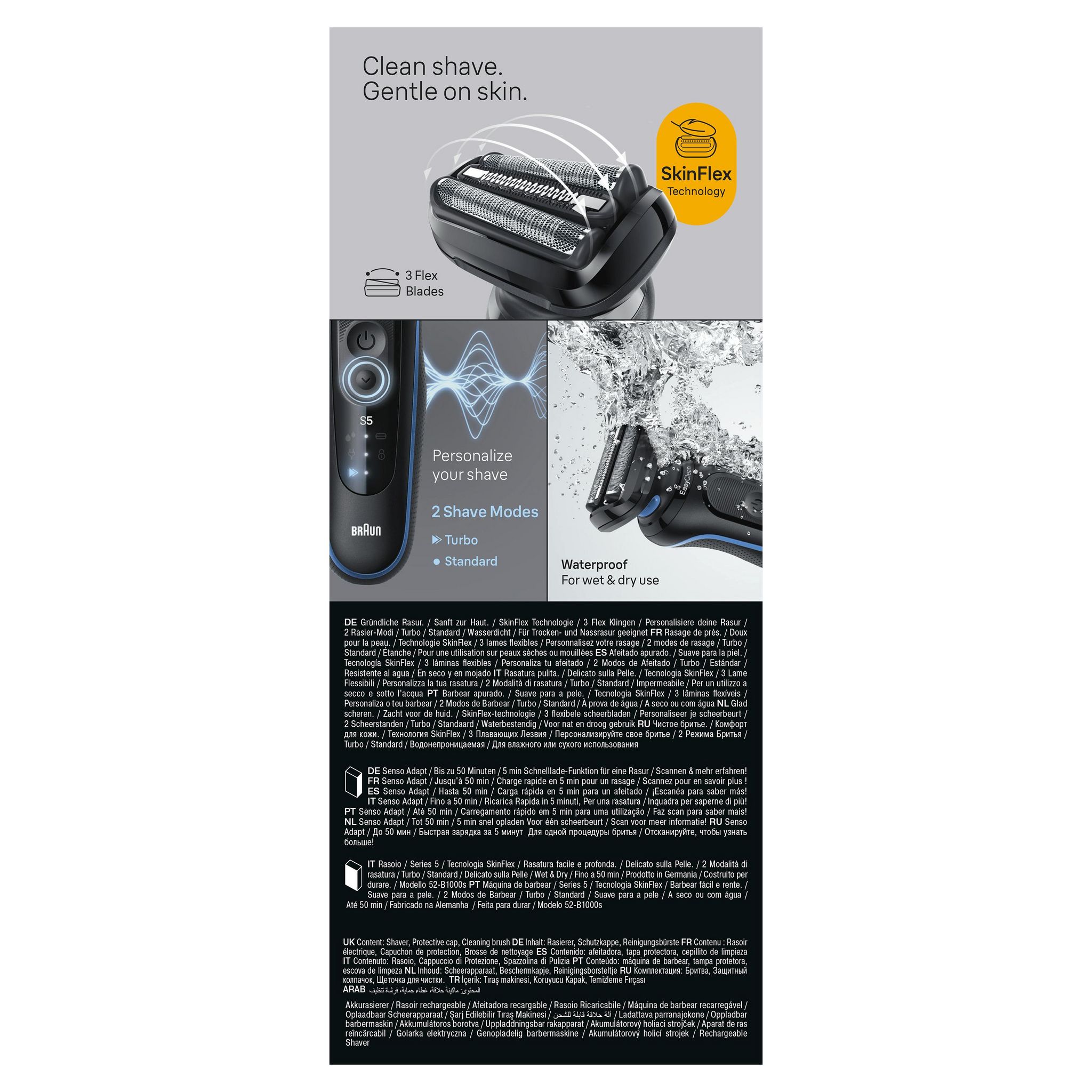 Voir la diapositive 9 : BRAUN Rasoir électrique 52-B1000S - Noir