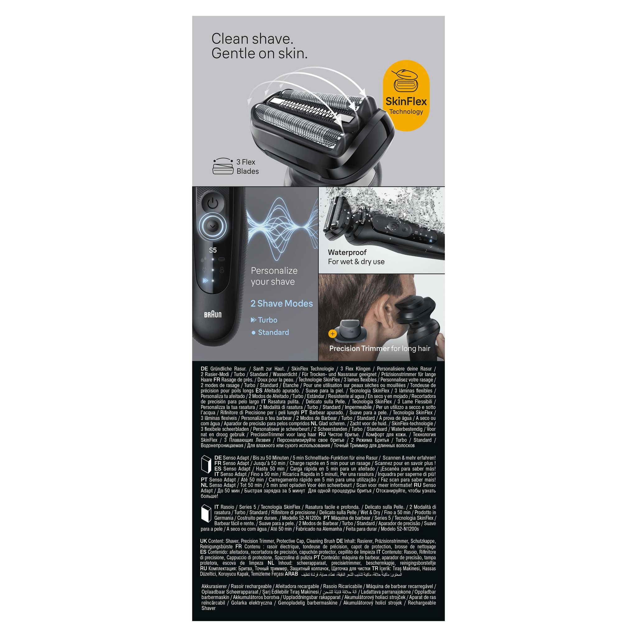 Voir la diapositive 9 : BRAUN Rasoir électrique 52-N1200S - Noir