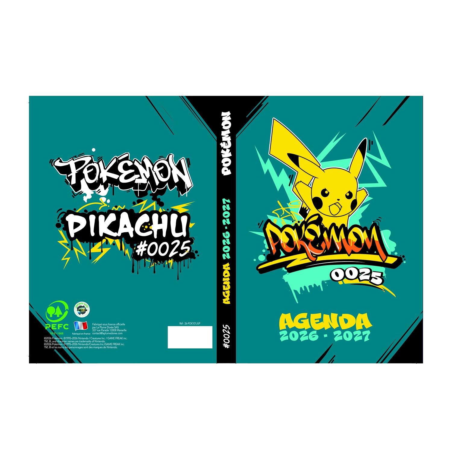 LA PLUME DORÉE Agenda Scolaire Pokemon 2026/2027