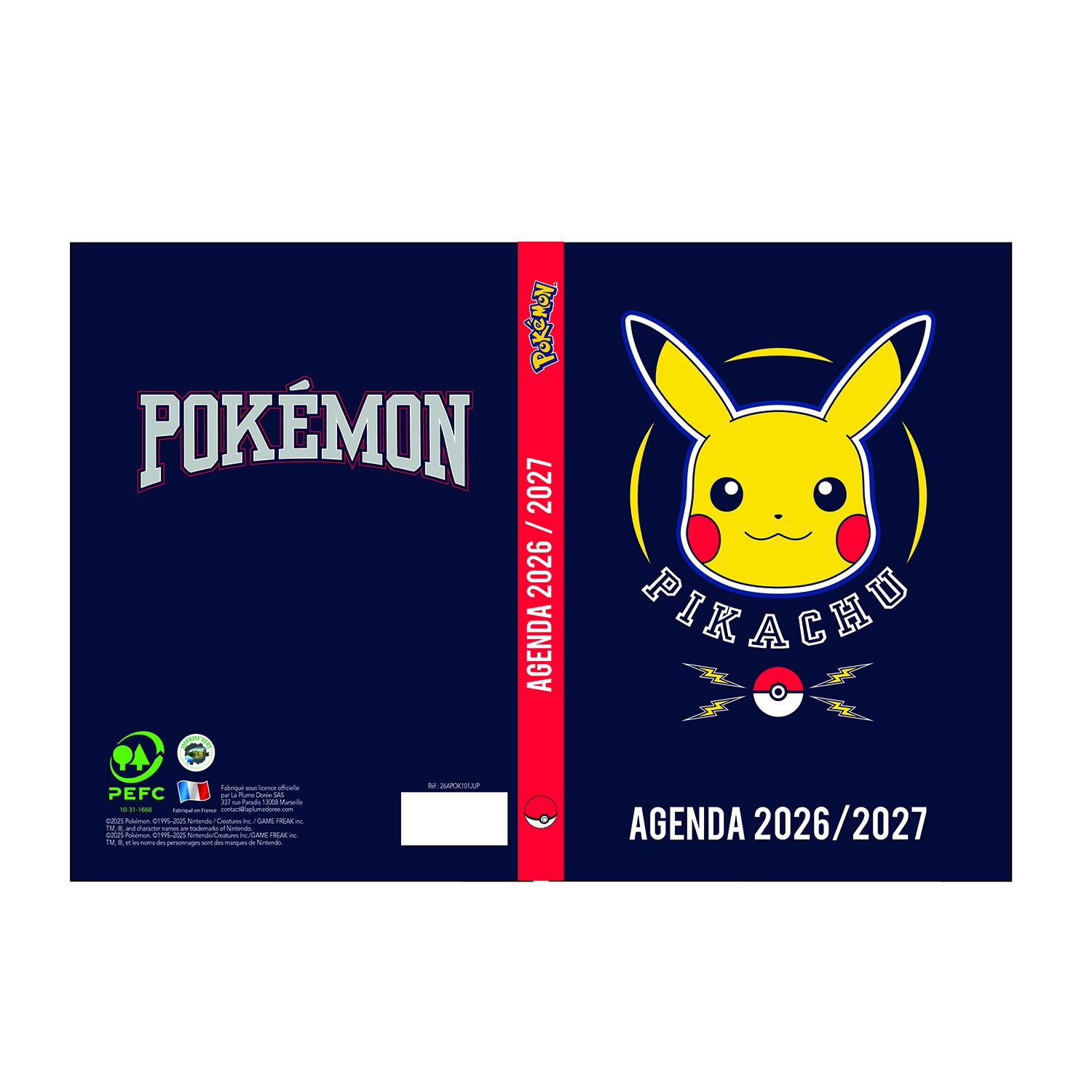 LA PLUME DORÉE Agenda Scolaire Pokemon 2026/2027