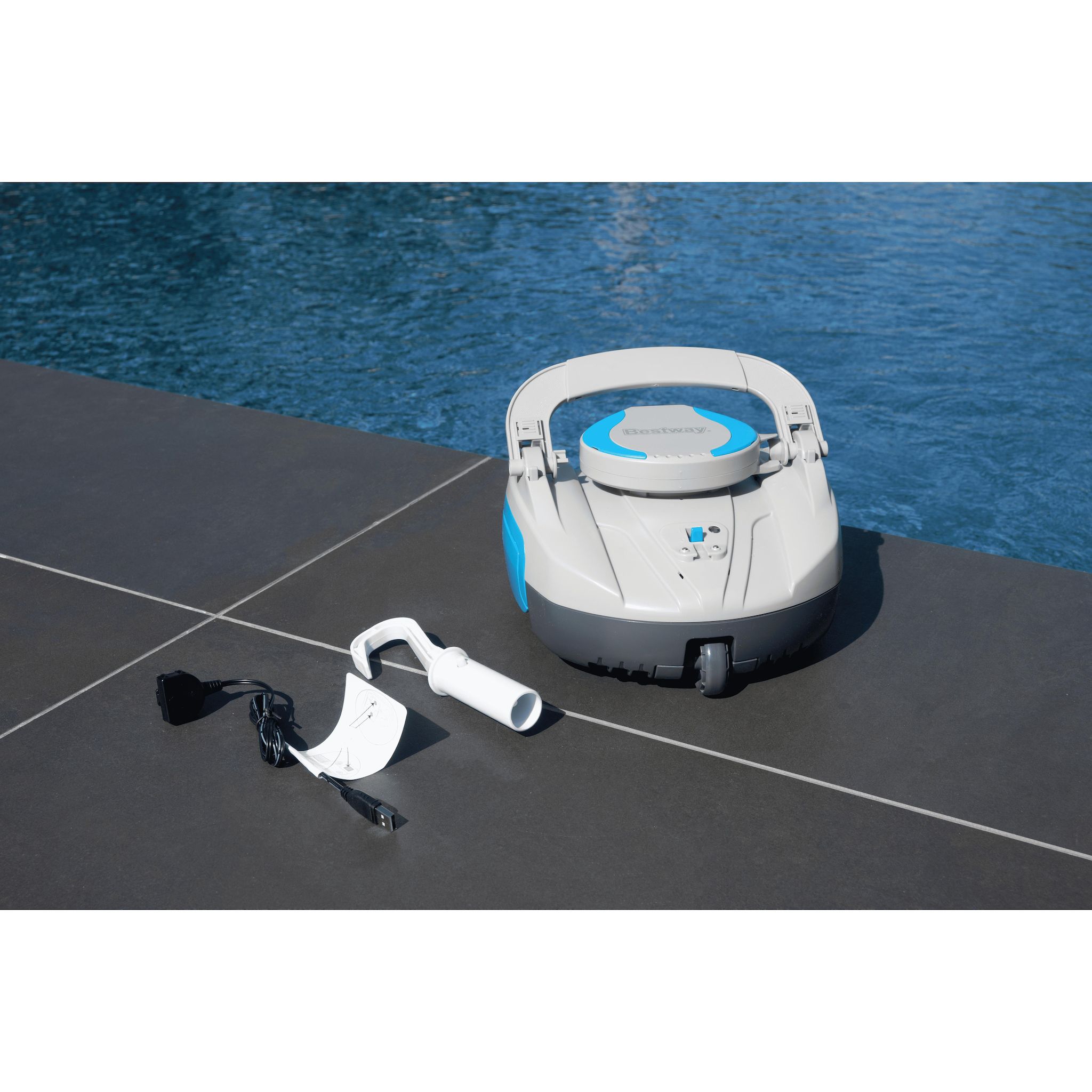 Voir la diapositive 11 : BESTWAY Robot aspirateur piscine rechargeable Quartz - - nettoyage fond plat - 10 m² max