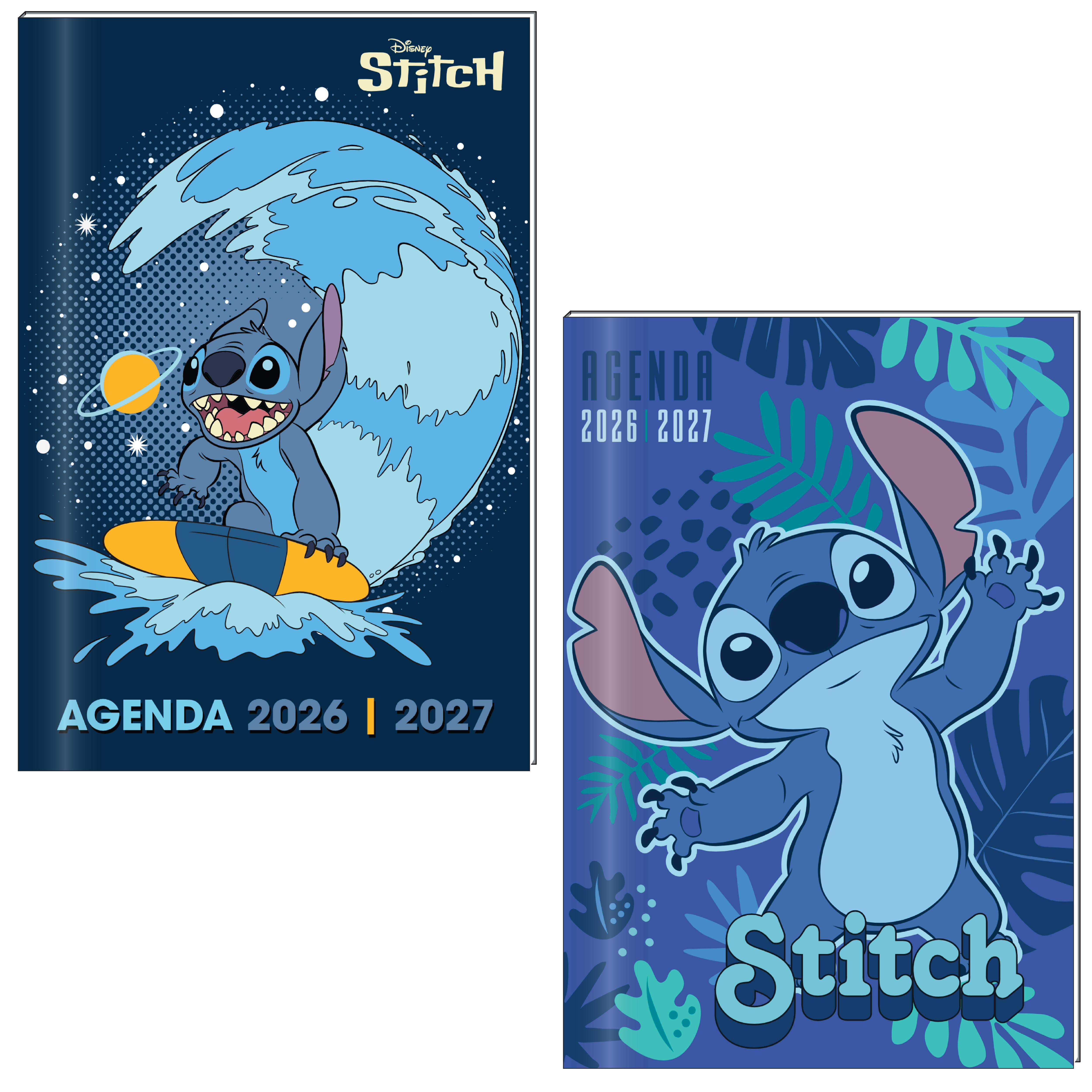 Agenda Stitch feuilles / Stitch surf - 12x17 cm