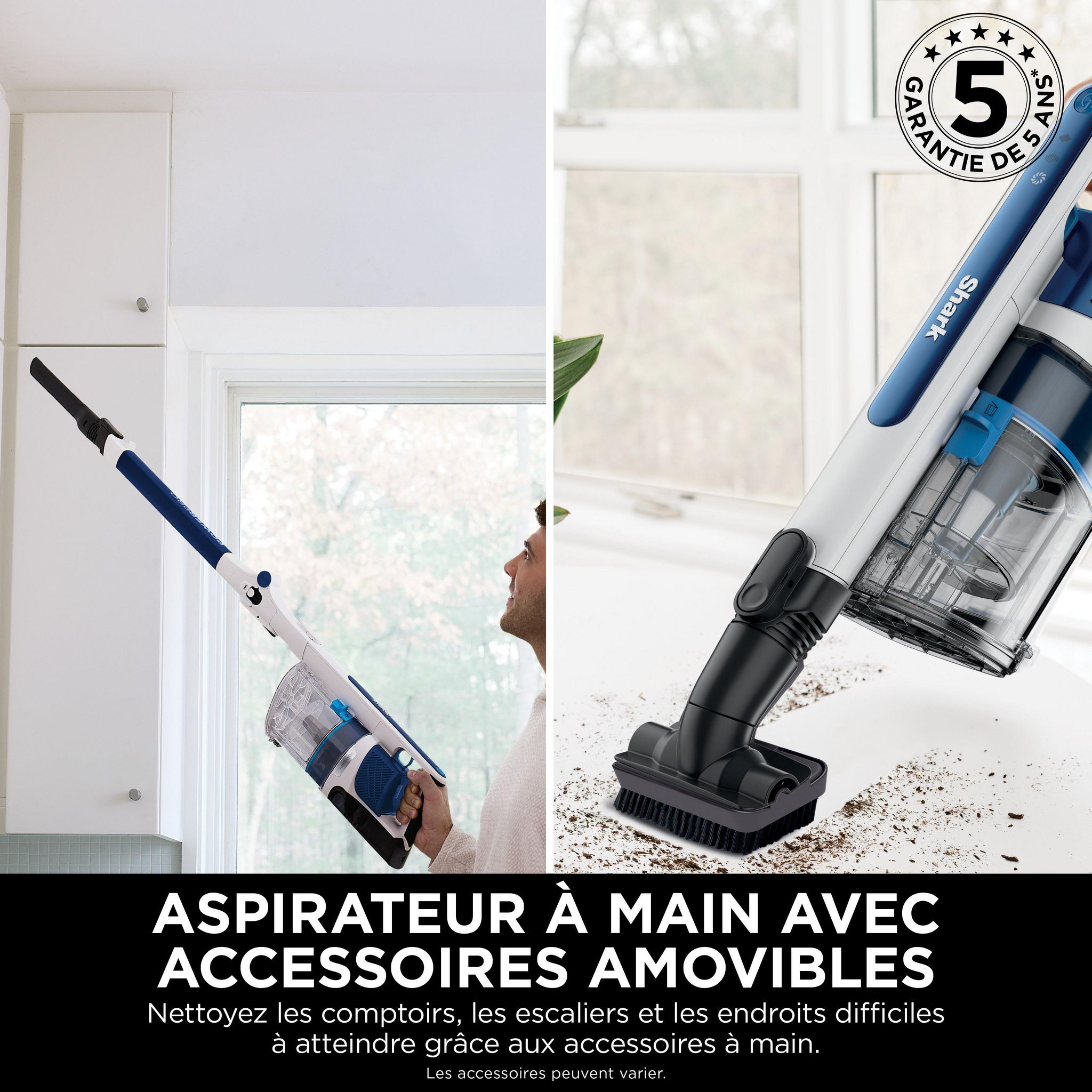 Voir la diapositive 5 : SHARK Aspirateur balai IZ380EU - Bleu et blanc