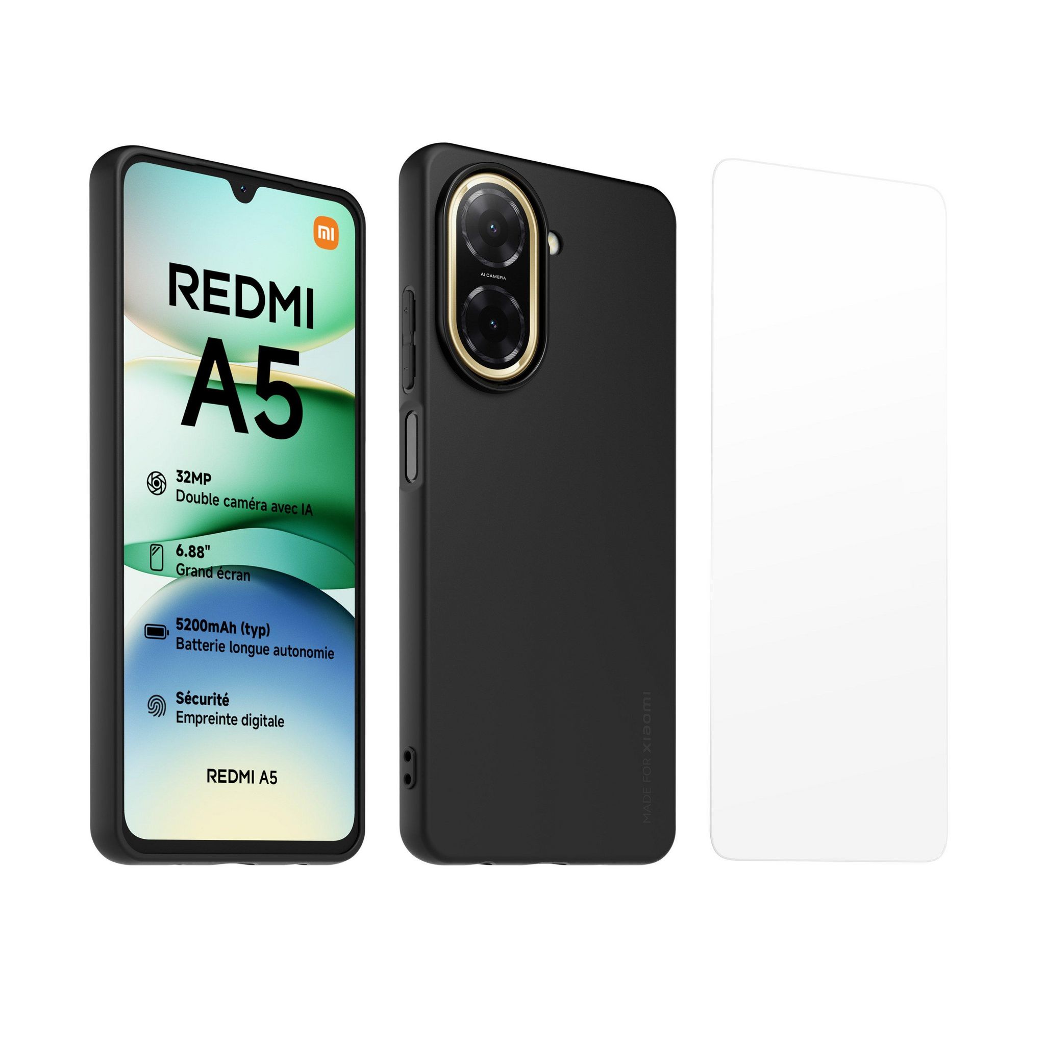 Voir la diapositive 13 : XIAOMI Pack Redmi A5 64Go + Coque et Verre Trempé