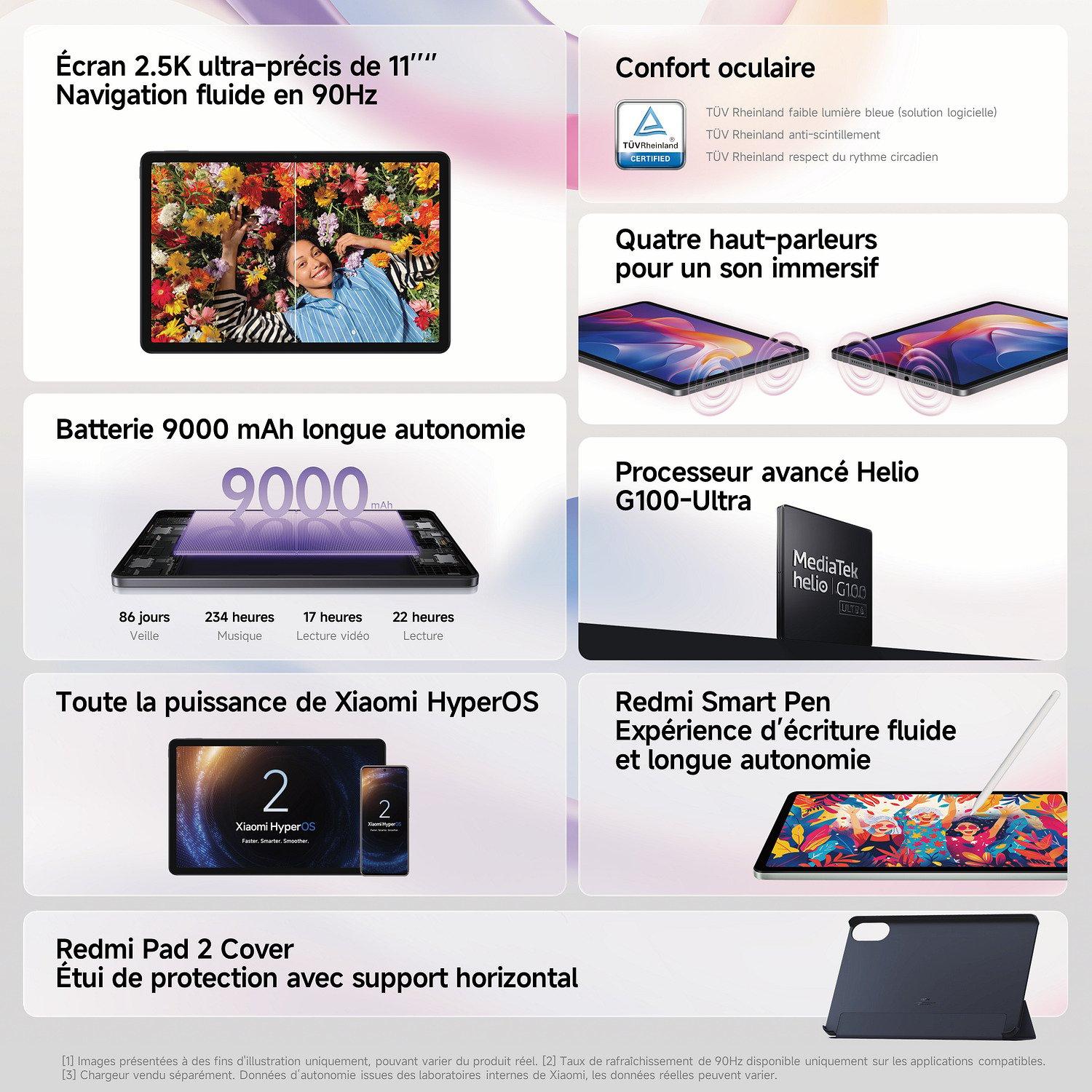 Voir la diapositive 8 : XIAOMI Pack Tablette Redmi Pad 2 256Go + Etui - Gris