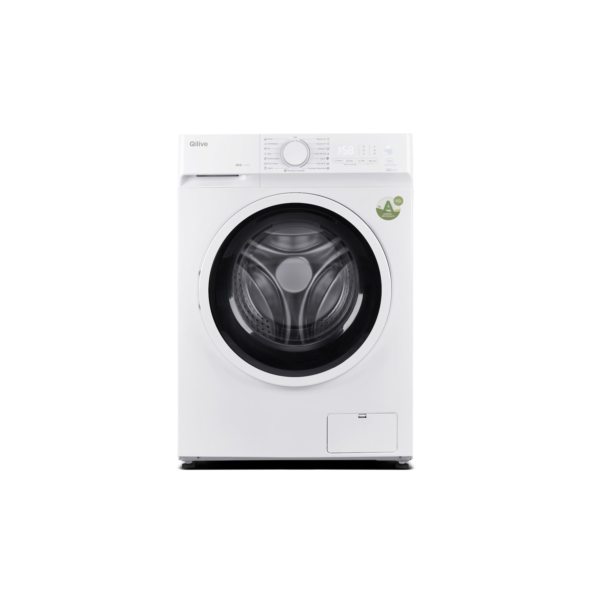 QILIVE Lave linge hublot Q.6553, 9 Kg, 1400 T/min, A