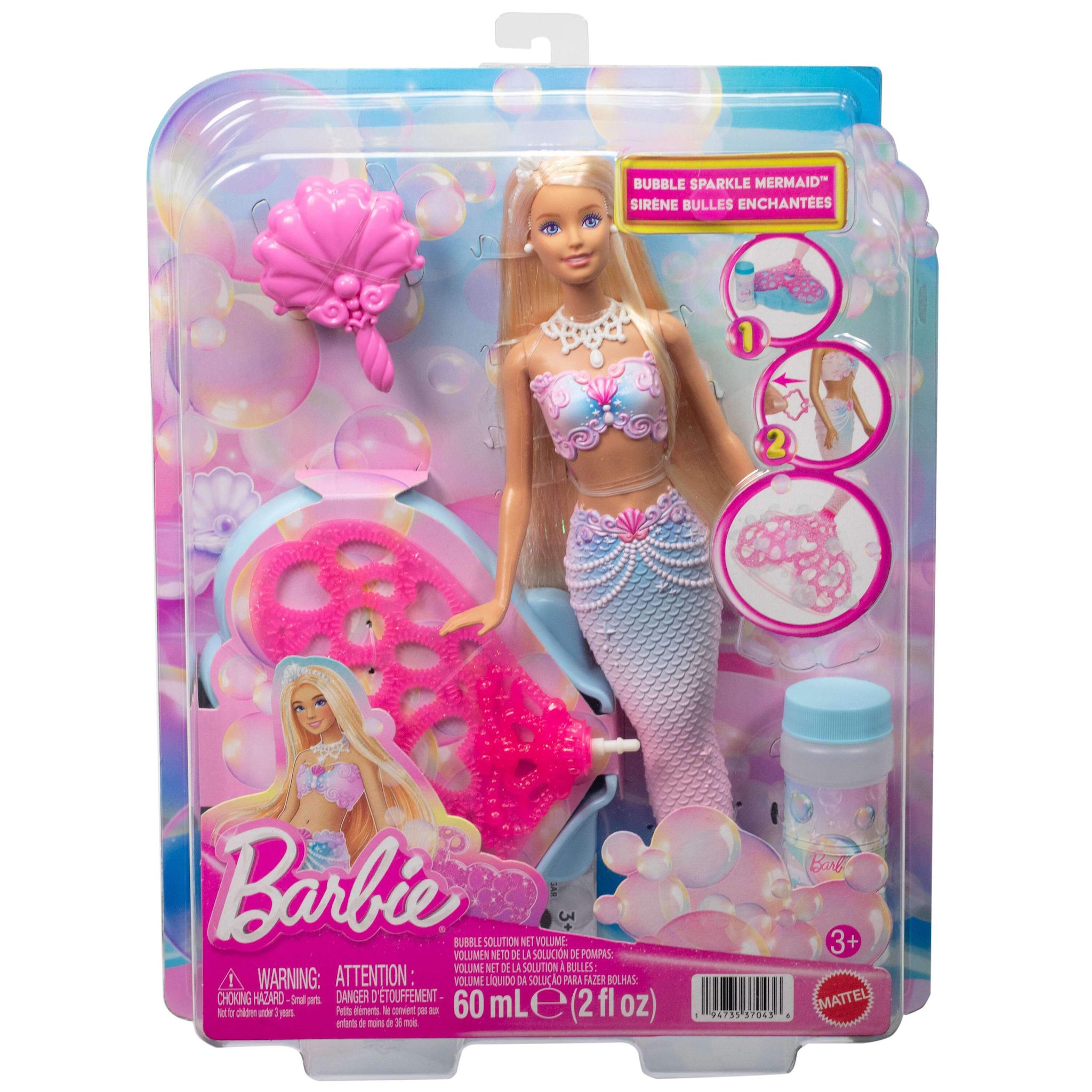 MATTEL Poupée Barbie Sirène Bulles magiques