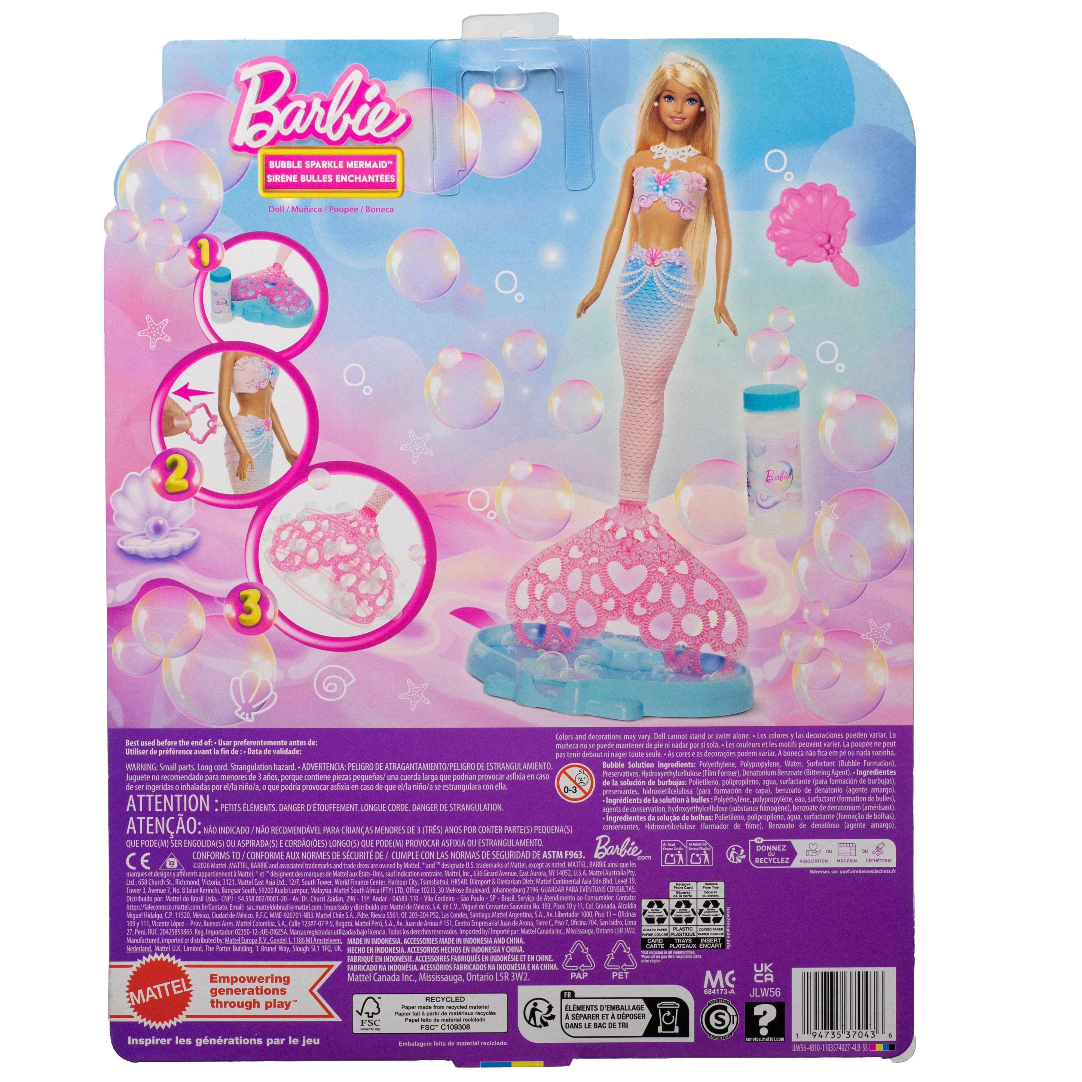 Voir la diapositive 3 : MATTEL Poupée Barbie Sirène Bulles magiques