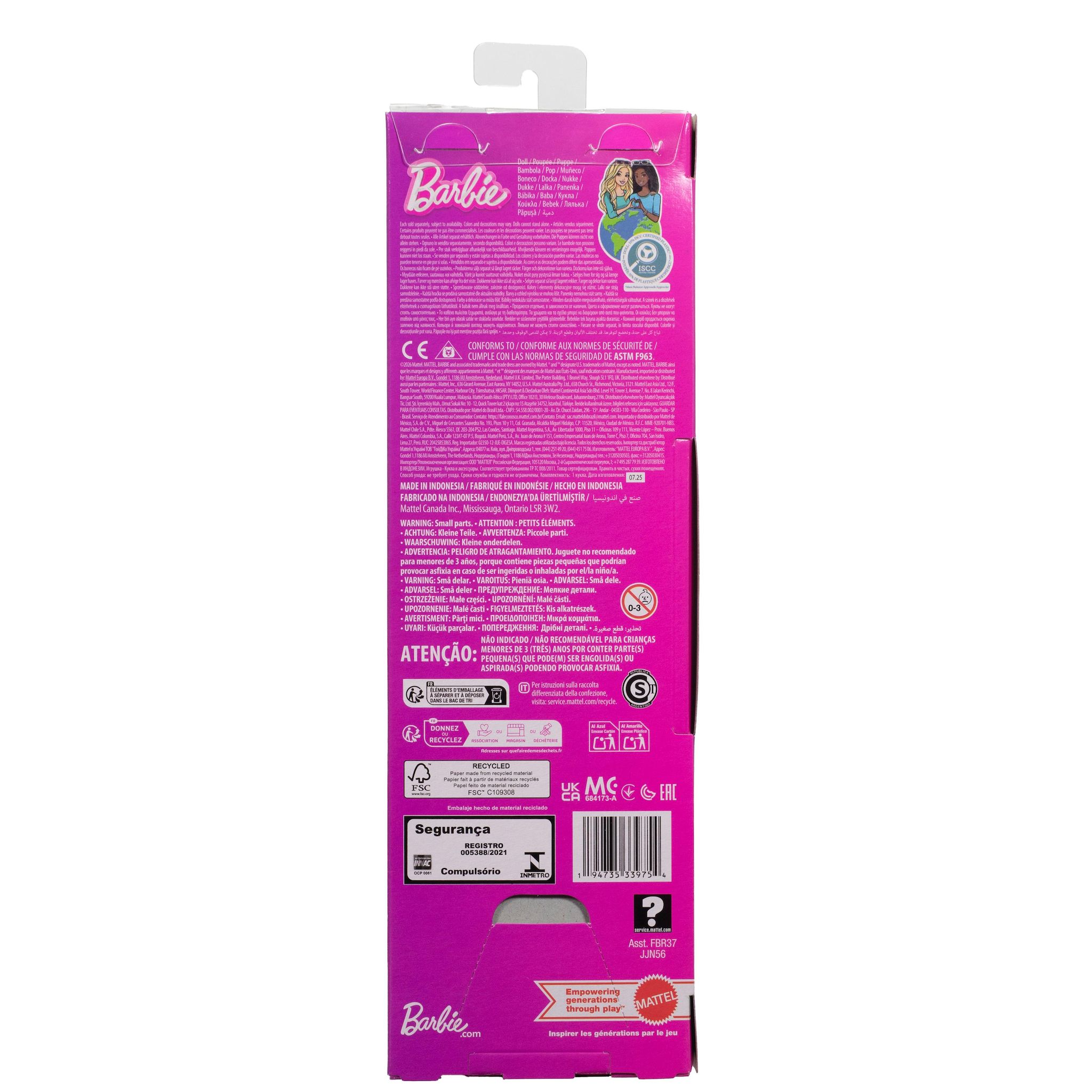 Voir la diapositive 3 : MATTEL Poupée Barbie Fashionista plâtre et tenue Vichy