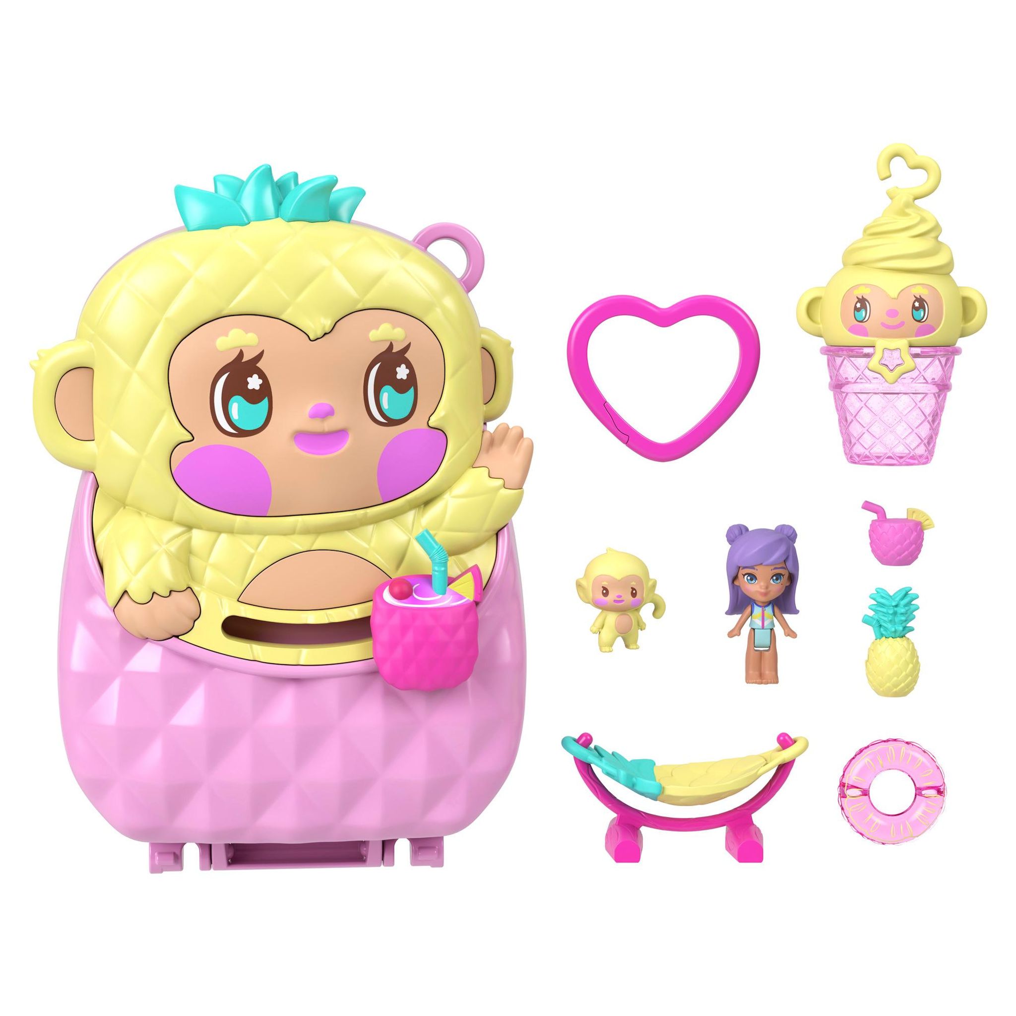 Voir la diapositive 2 : MATTEL Coffret Ananas et Oustiti Polly Pocket