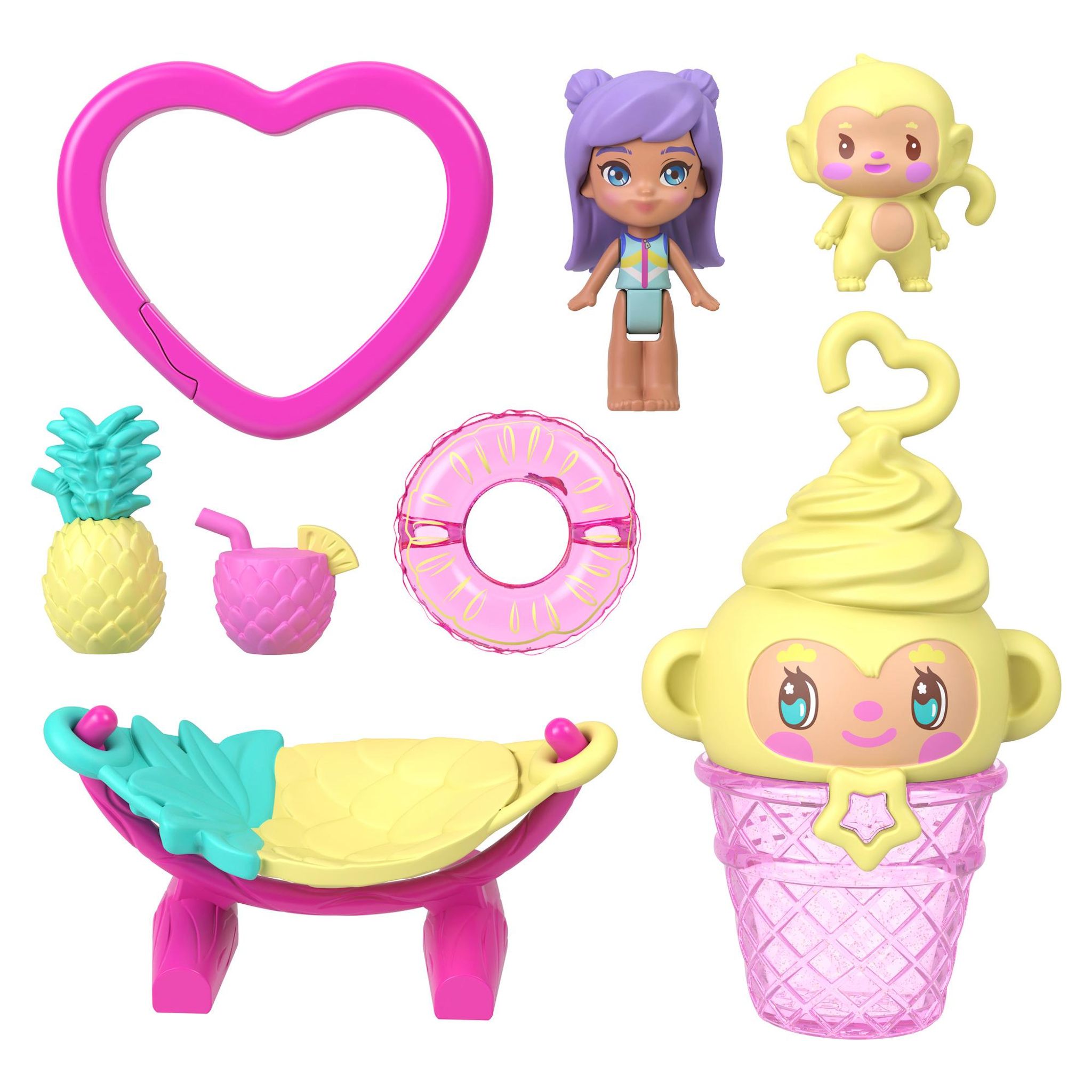 Voir la diapositive 4 : MATTEL Coffret Ananas et Oustiti Polly Pocket