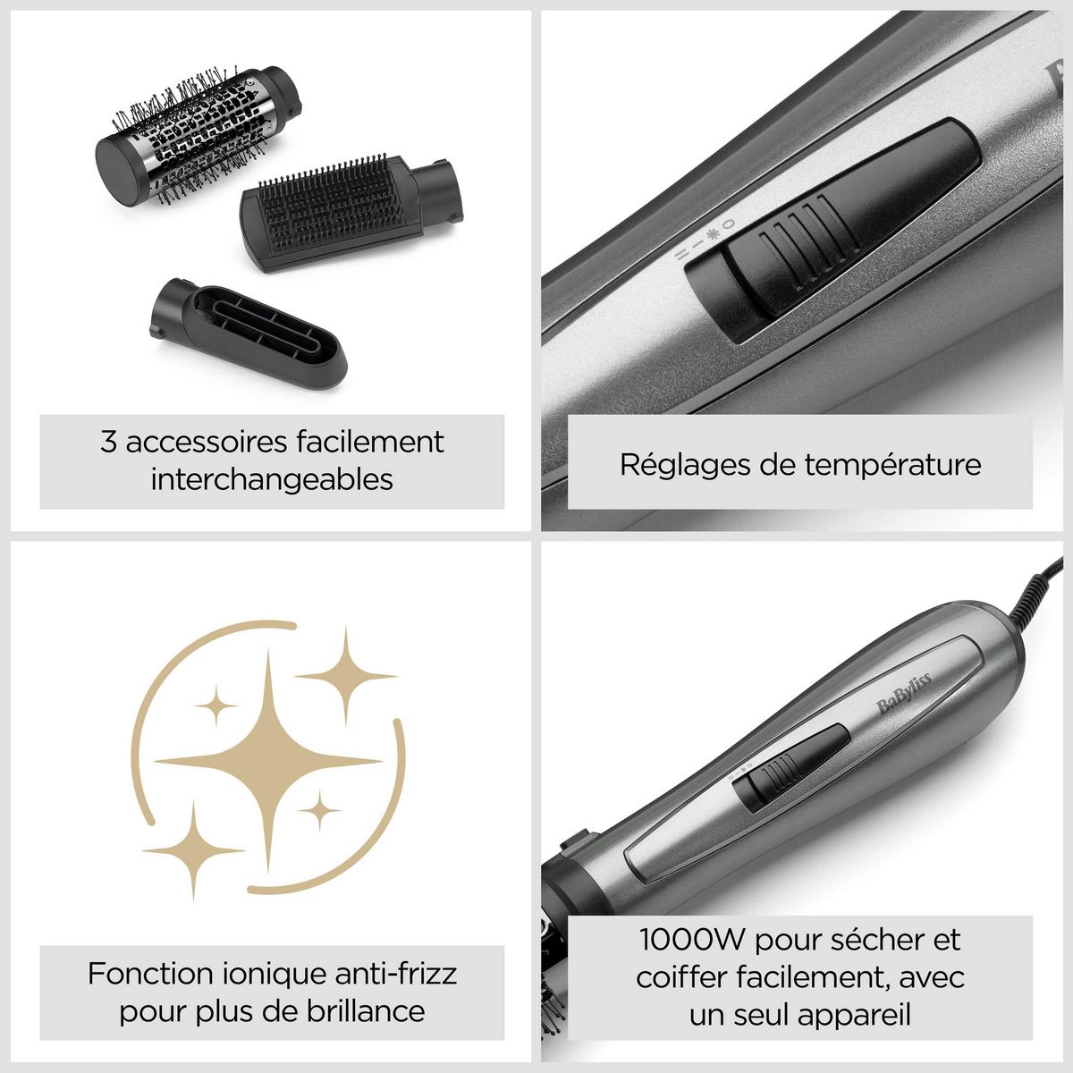 BABYLISS Brosse soufflante AS261E - Gris