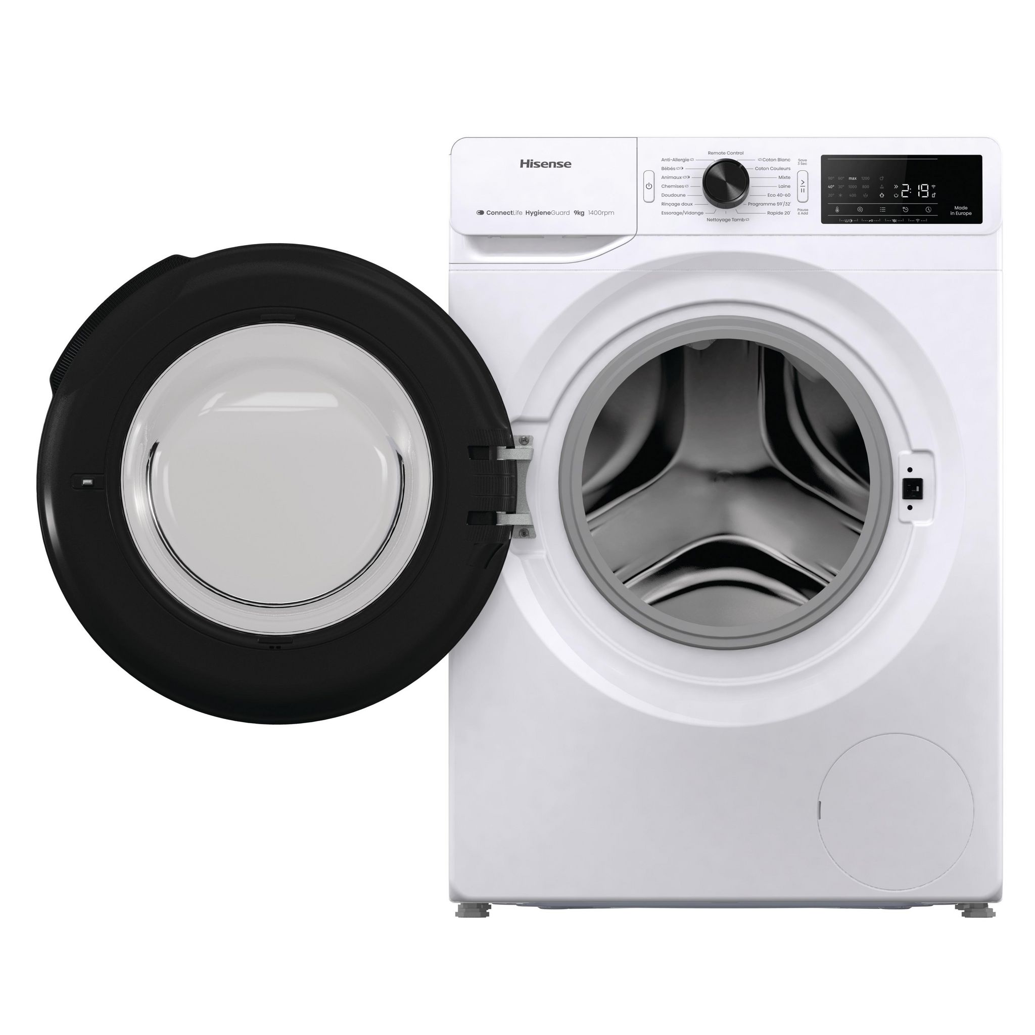 Voir la diapositive 4 : HISENSE Lave linge hublot WF3V943BW3FR, 9 kg, 1400 T/min, A