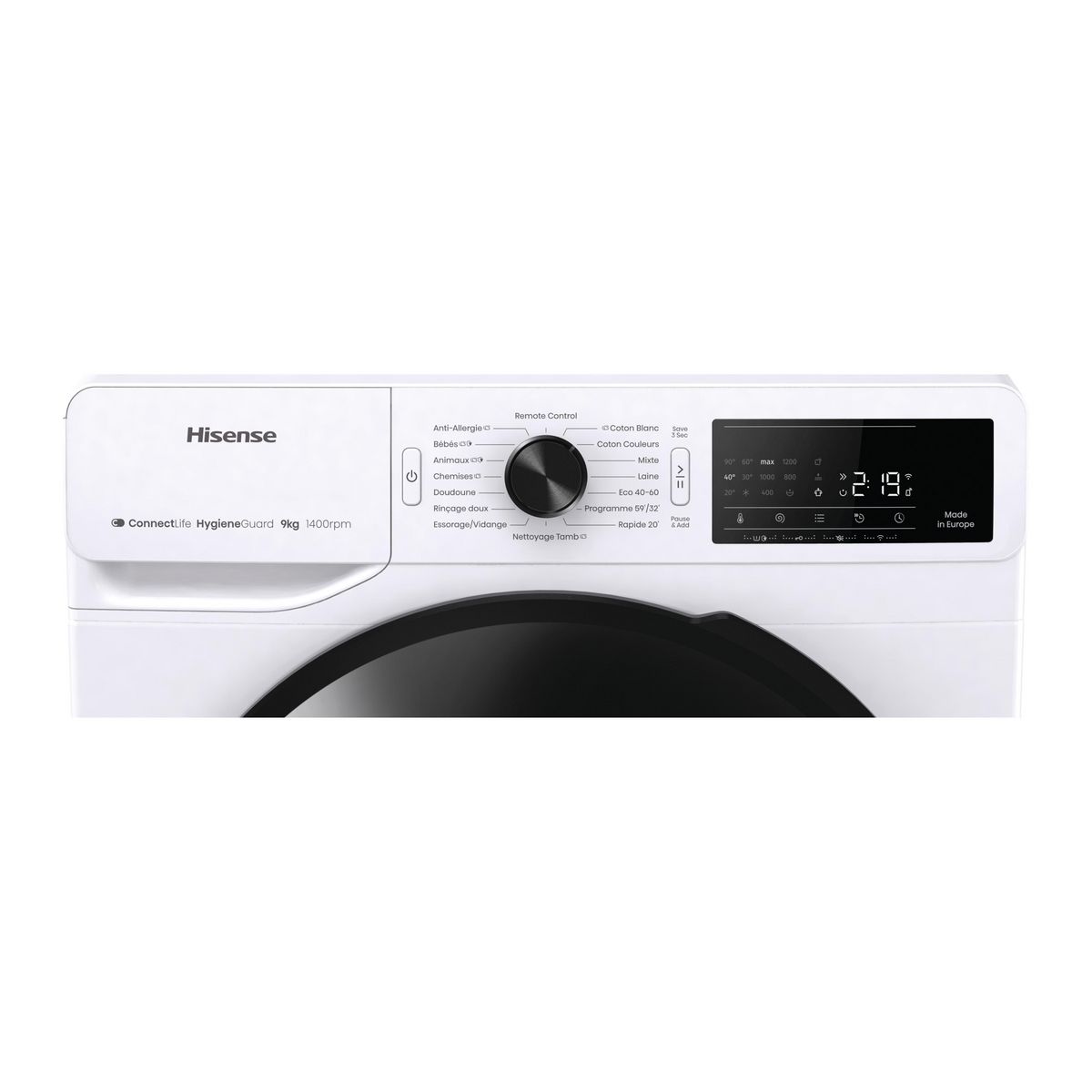 HISENSE Lave linge hublot WF3V943BW3FR, 9 kg, 1400 T/min, A