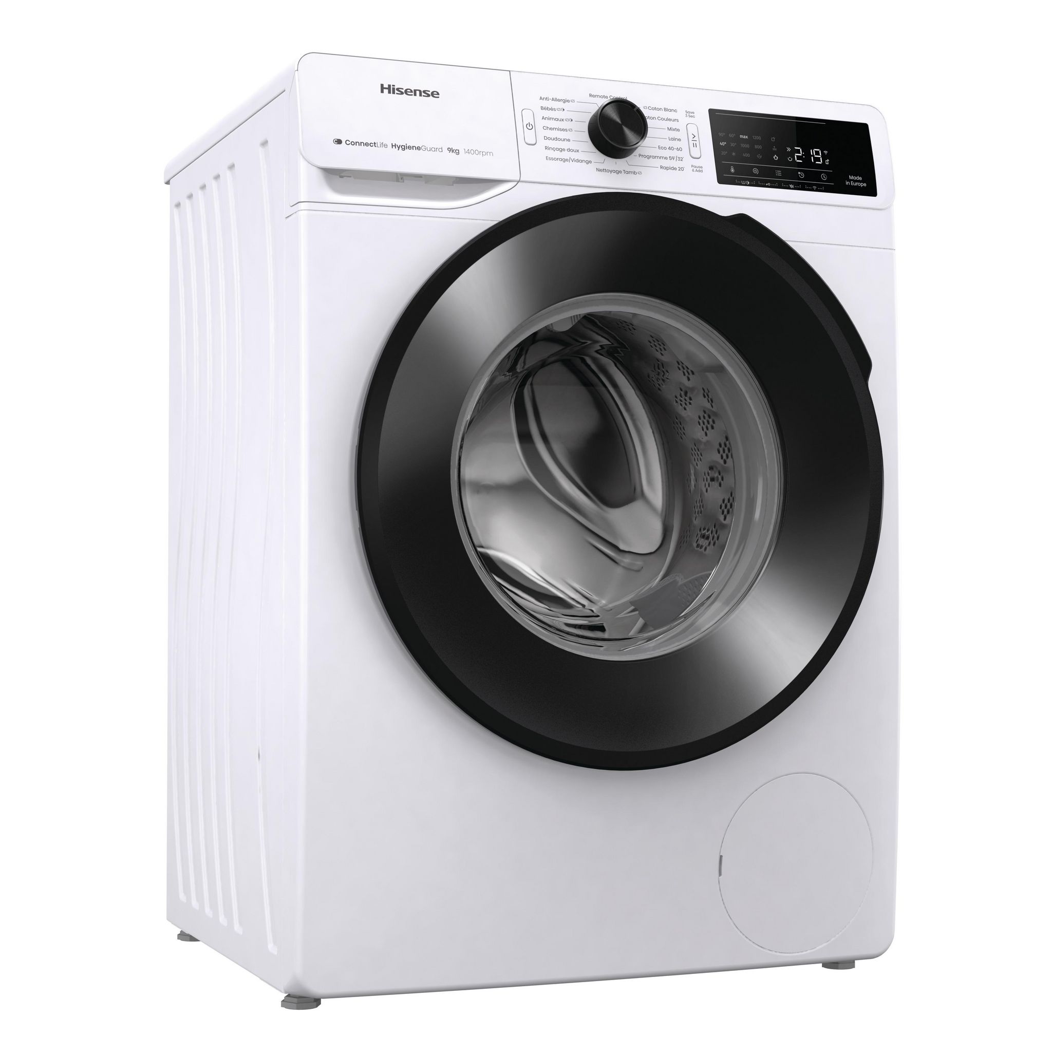 Voir la diapositive 8 : HISENSE Lave linge hublot WF3V943BW3FR, 9 kg, 1400 T/min, A