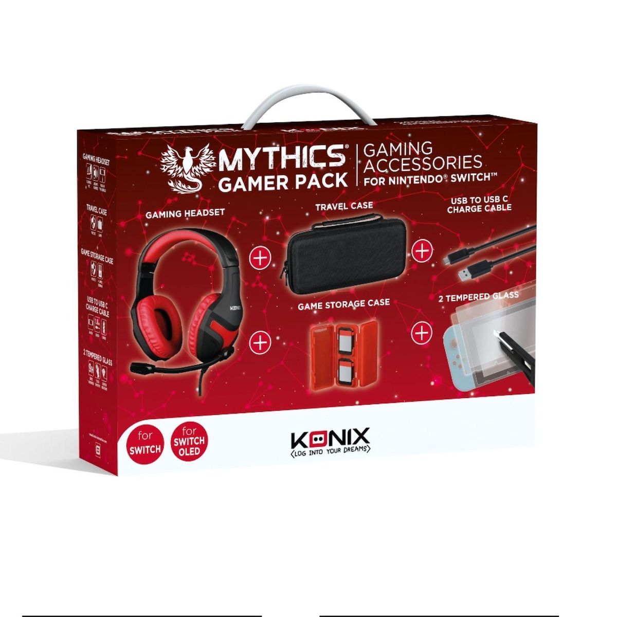 KONIX Pack D'accessoires Gamer Mythics 5 en 1 pour Nintendo Switch
