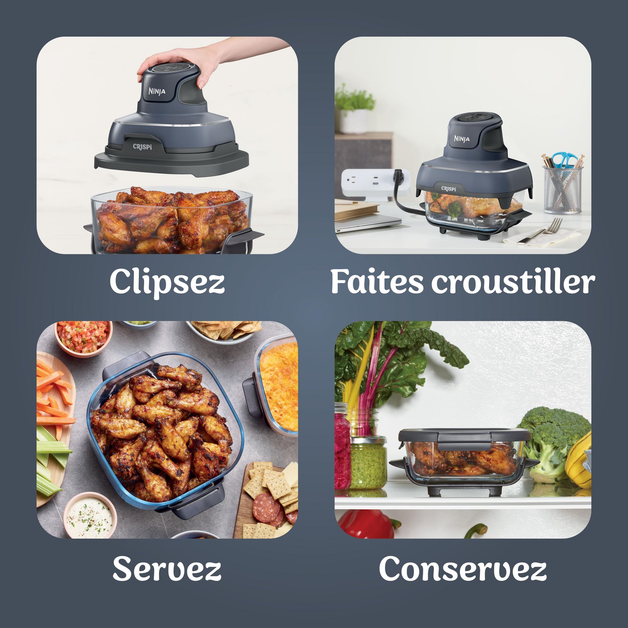 Voir la diapositive 4 : NINJA Crispi Airfryer FN101EUGY - Bleu