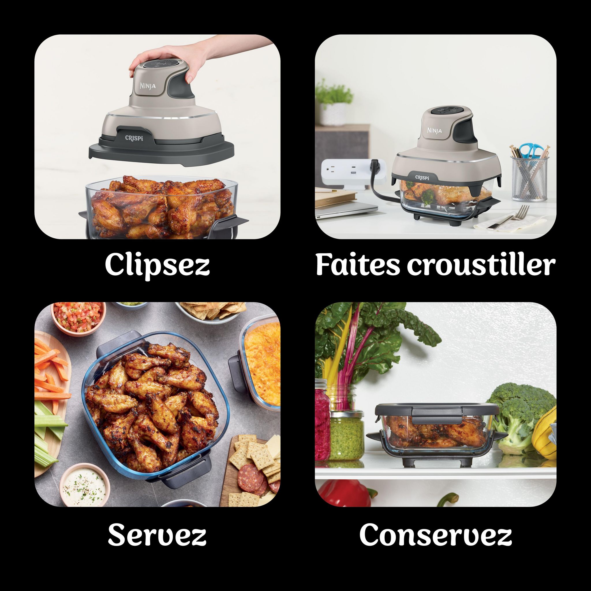 Voir la diapositive 5 : NINJA Crispi Airfryer en verre - Beige