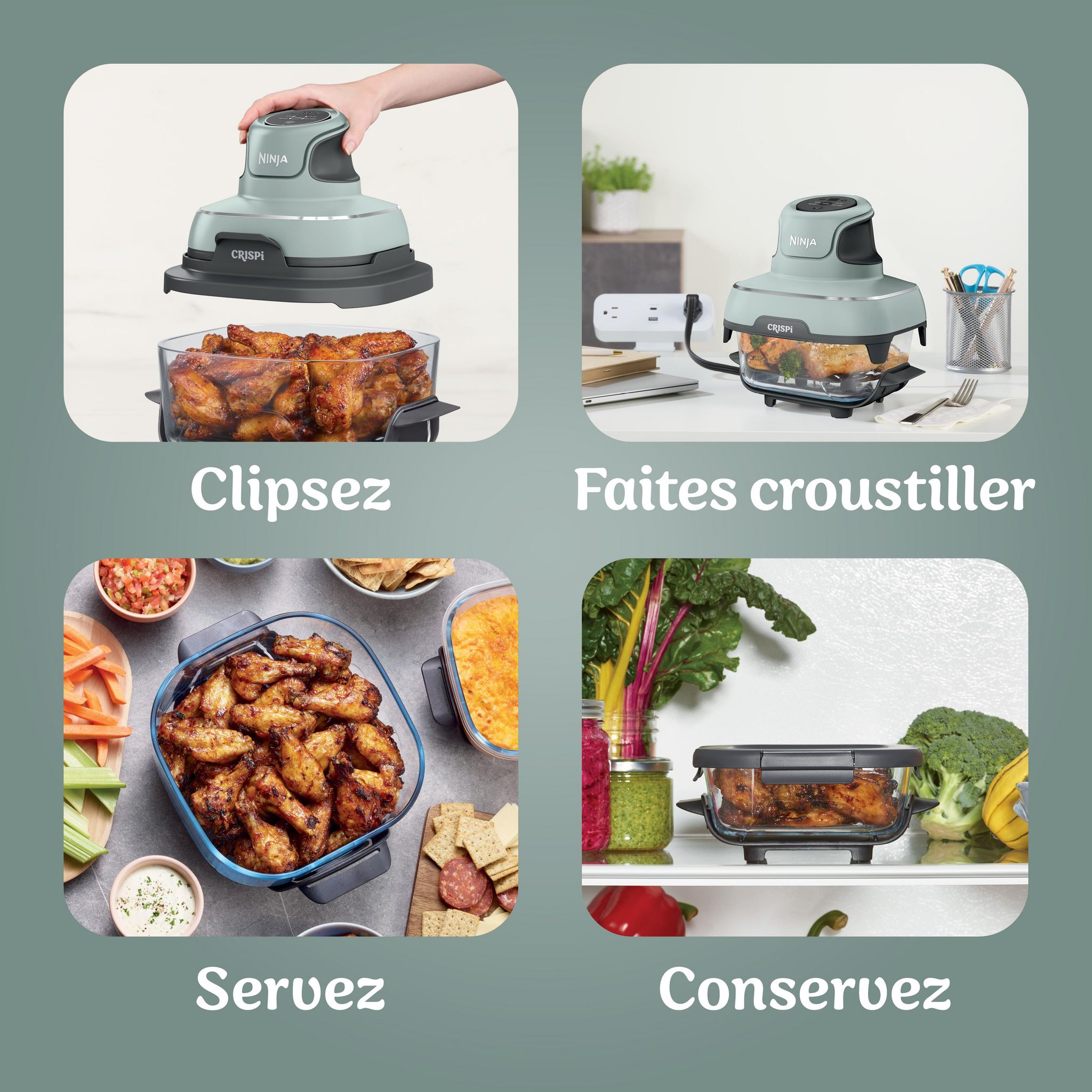 Voir la diapositive 4 : NINJA Crispi Airfryer FN101EUSG - Vert