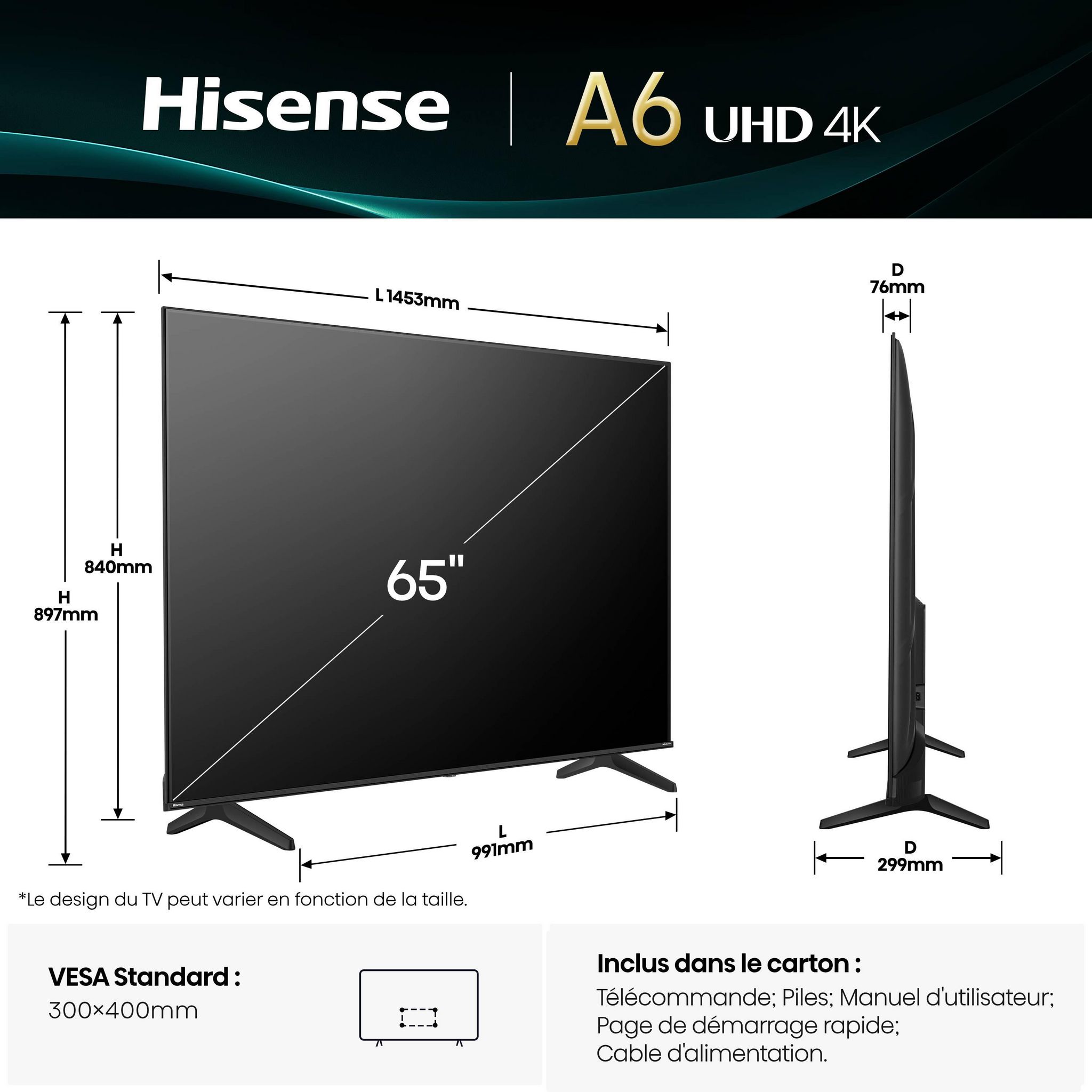 Voir la diapositive 6 : HISENSE TV LED UHD 4K 65A6Q 2025