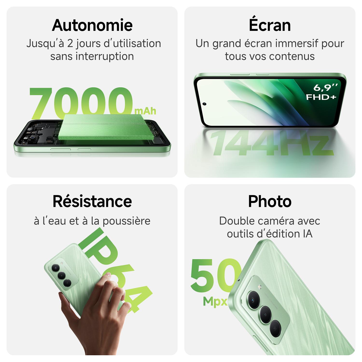 Voir la diapositive 4 : XIAOMI Pack Redmi 15 5G 256Go+Coque+Verre trempé