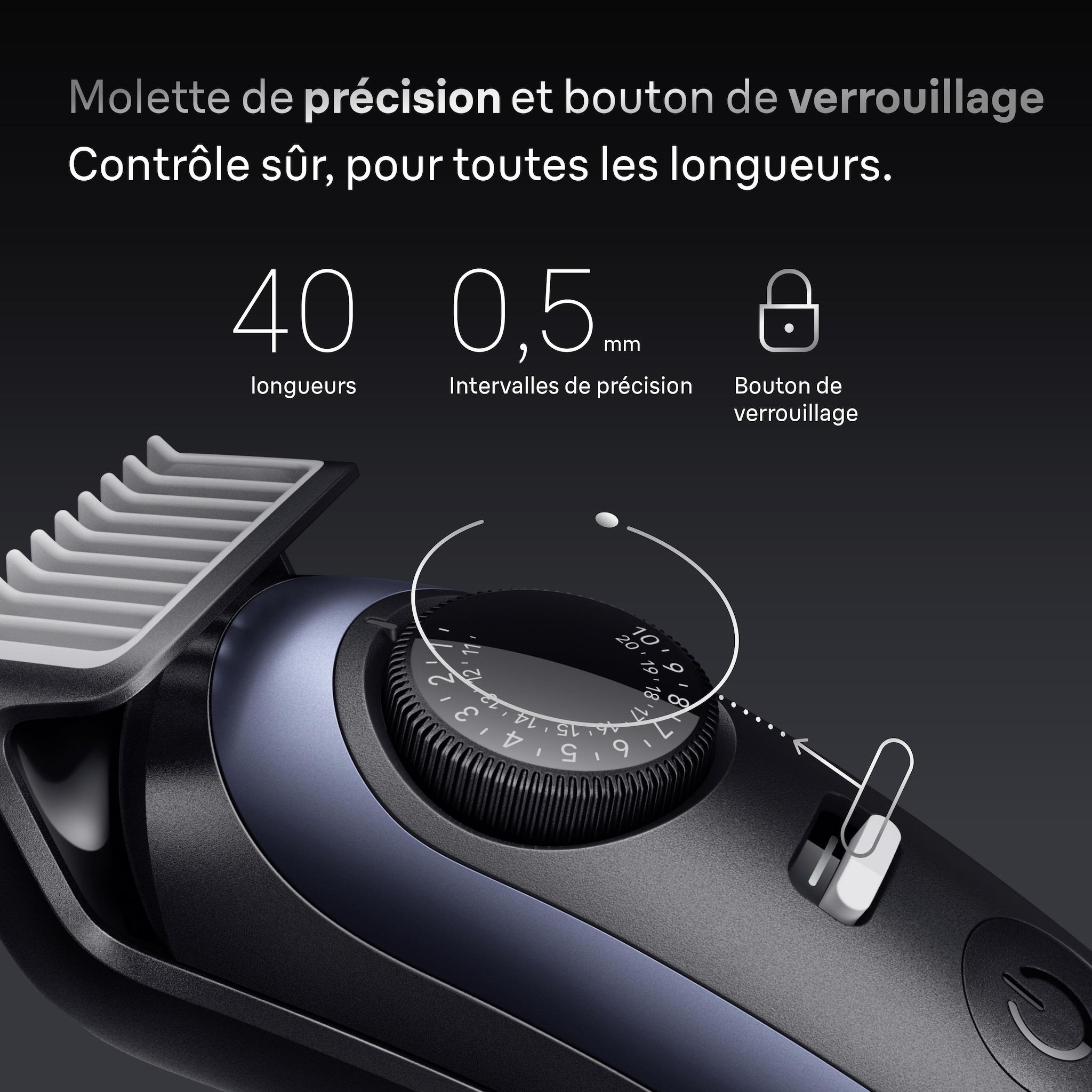 Voir la diapositive 4 : BRAUN Tondeuse barbe BT7520 - Bleu