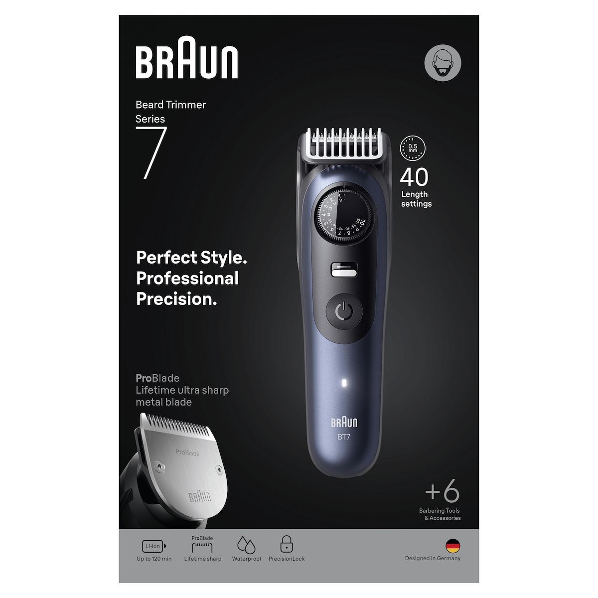 BRAUN Tondeuse barbe BT7520 - Bleu