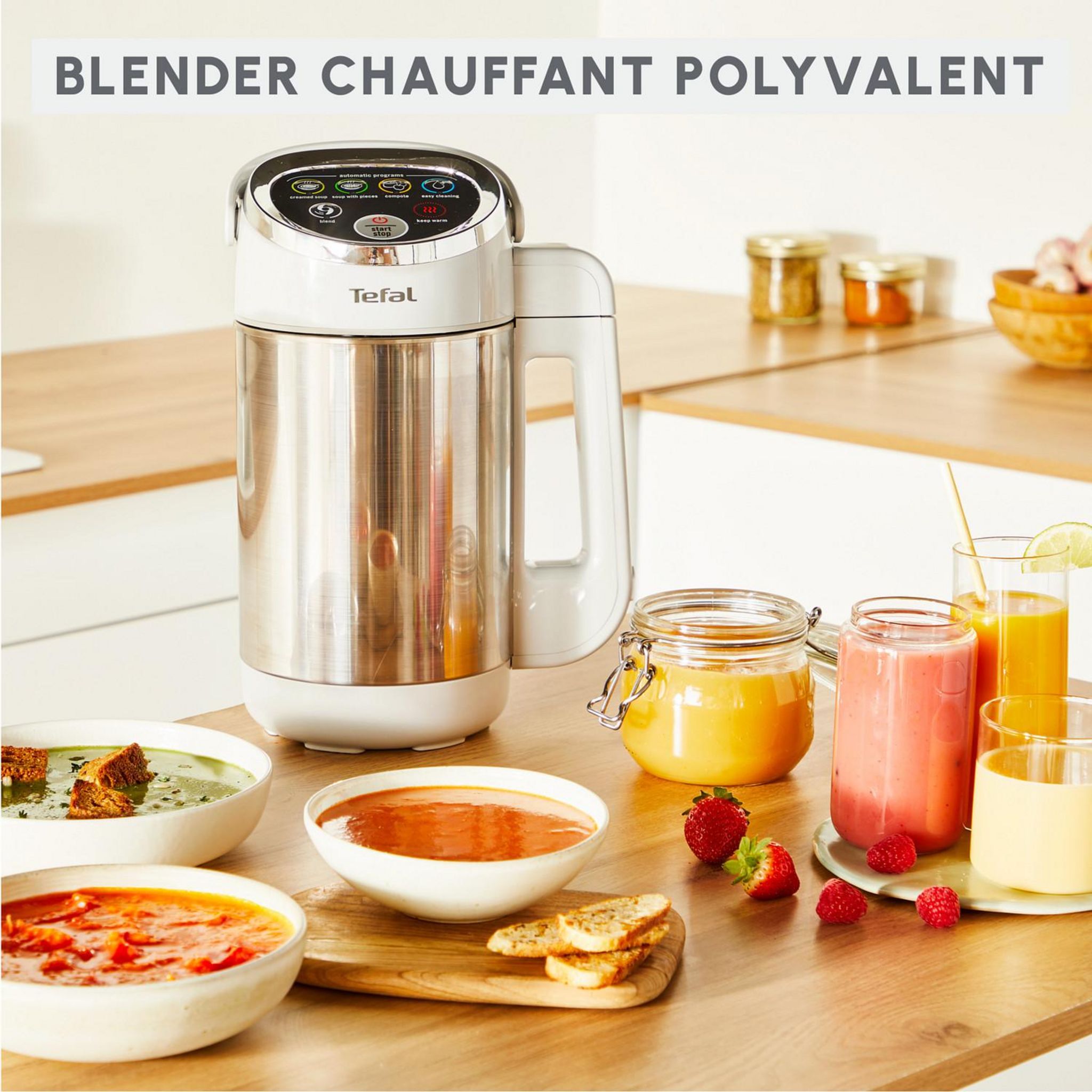 Voir la diapositive 2 : TEFAL Blender chauffant BL841N10 - Inox