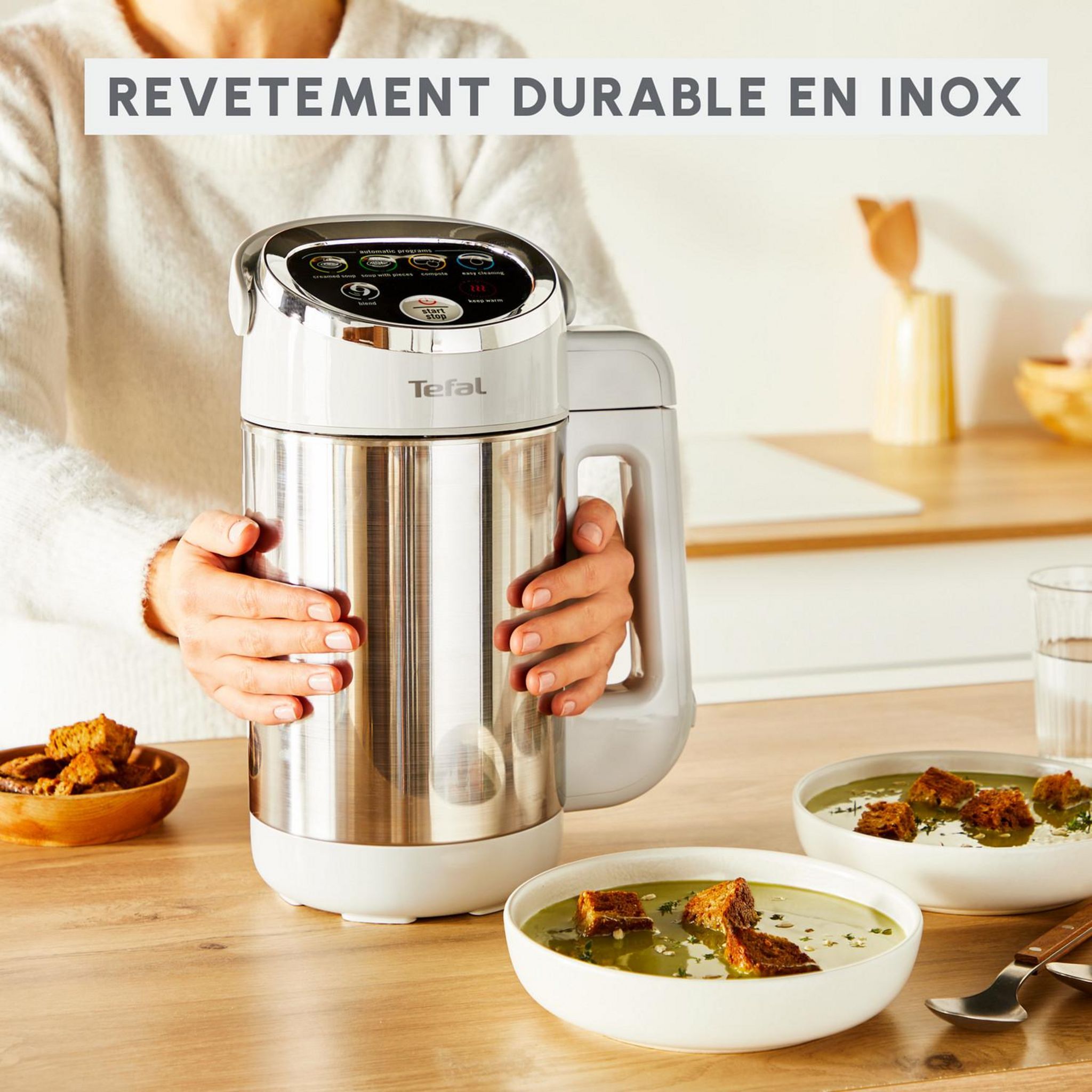 Voir la diapositive 6 : TEFAL Blender chauffant BL841N10 - Inox