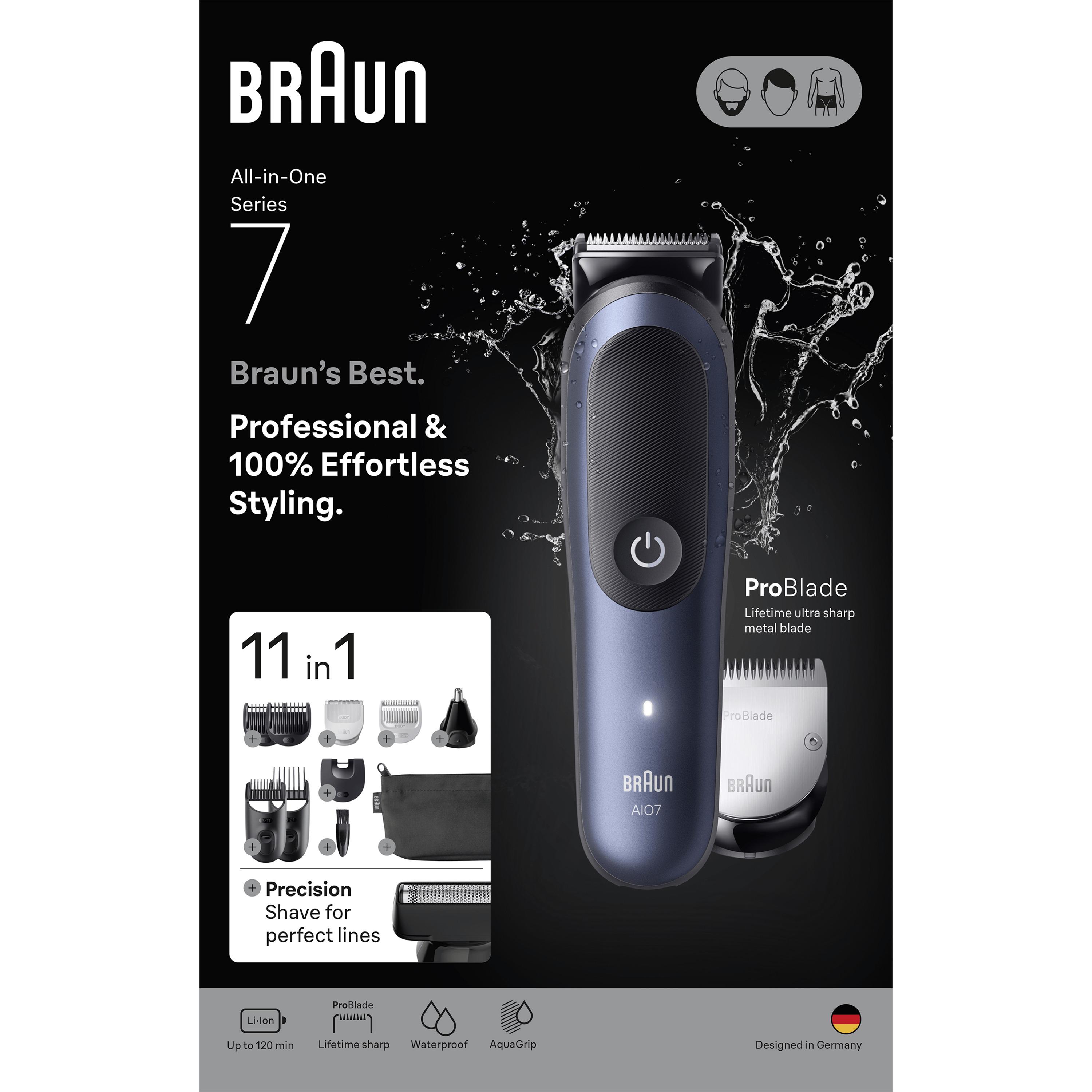 Voir la diapositive 12 : BRAUN Tondeuse multi 11 en 1 MGK7540 - Bleu