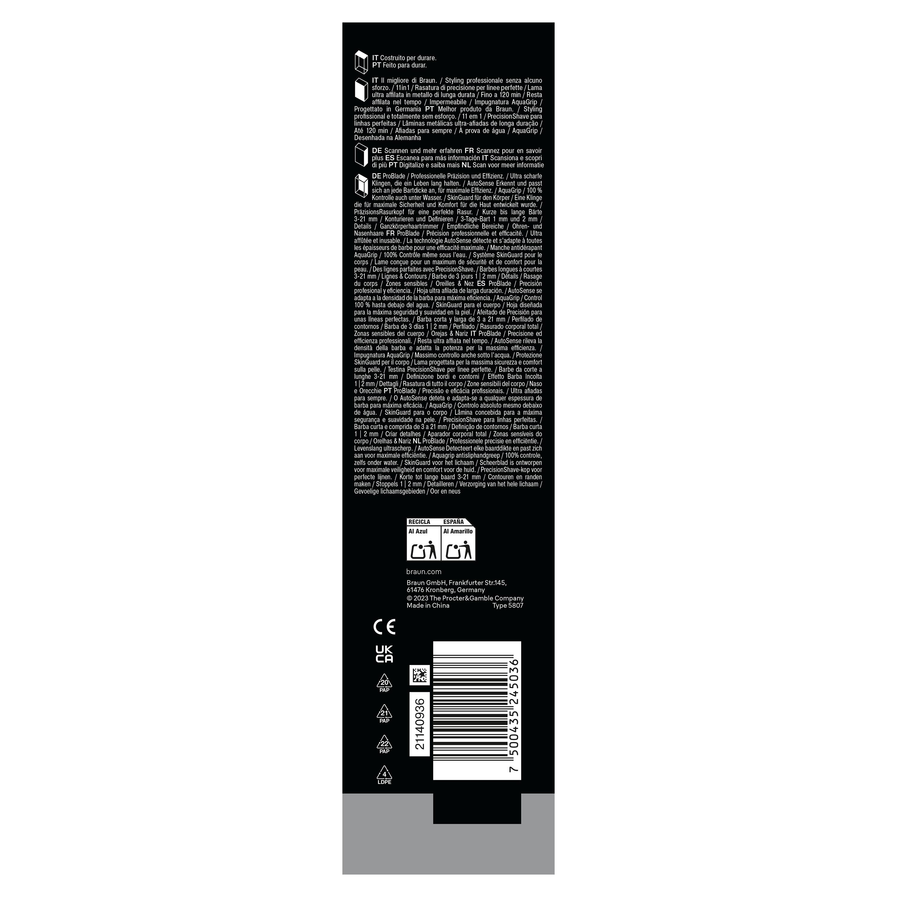 Voir la diapositive 13 : BRAUN Tondeuse multi 11 en 1 MGK7540 - Bleu