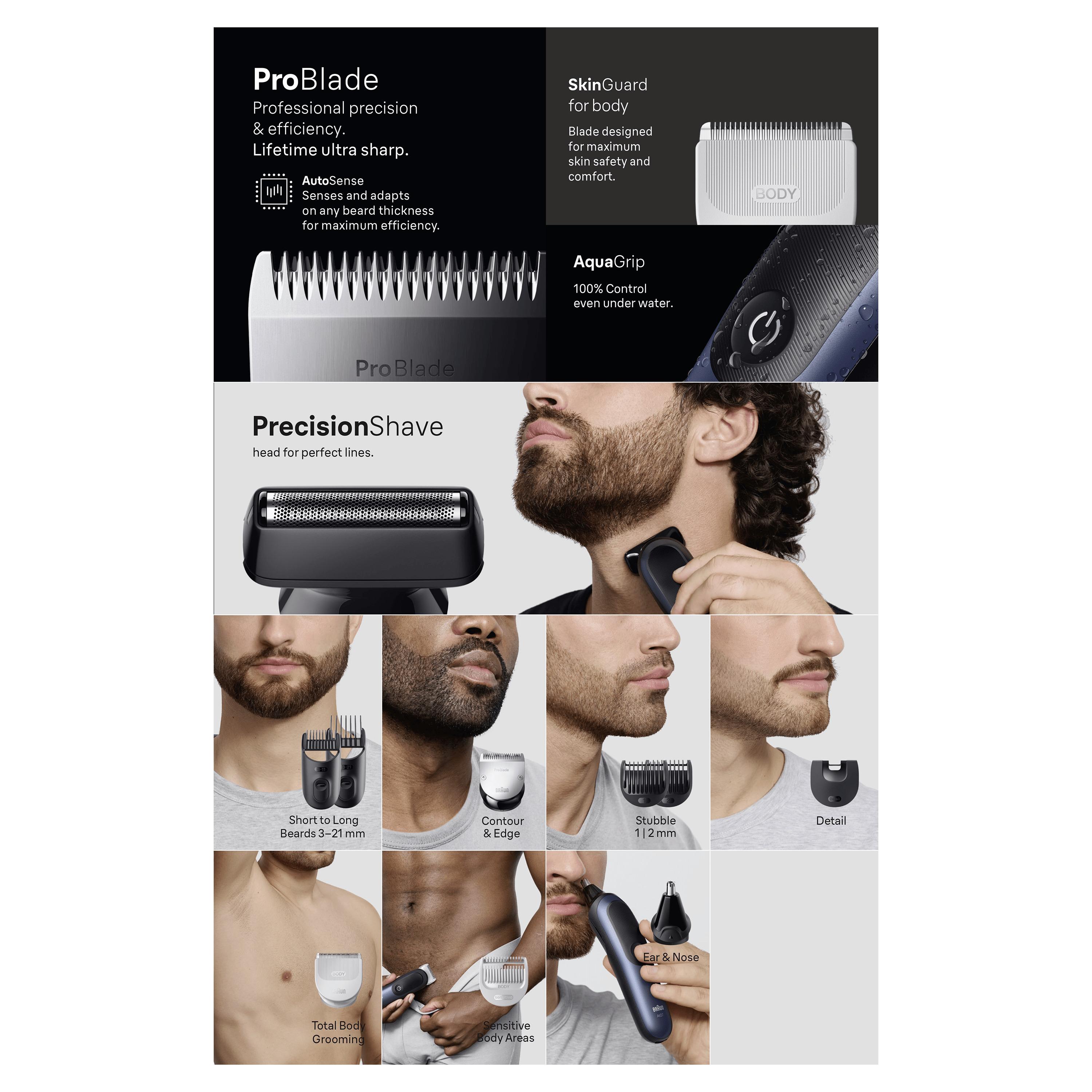 Voir la diapositive 7 : BRAUN Tondeuse multi 11 en 1 MGK7540 - Bleu