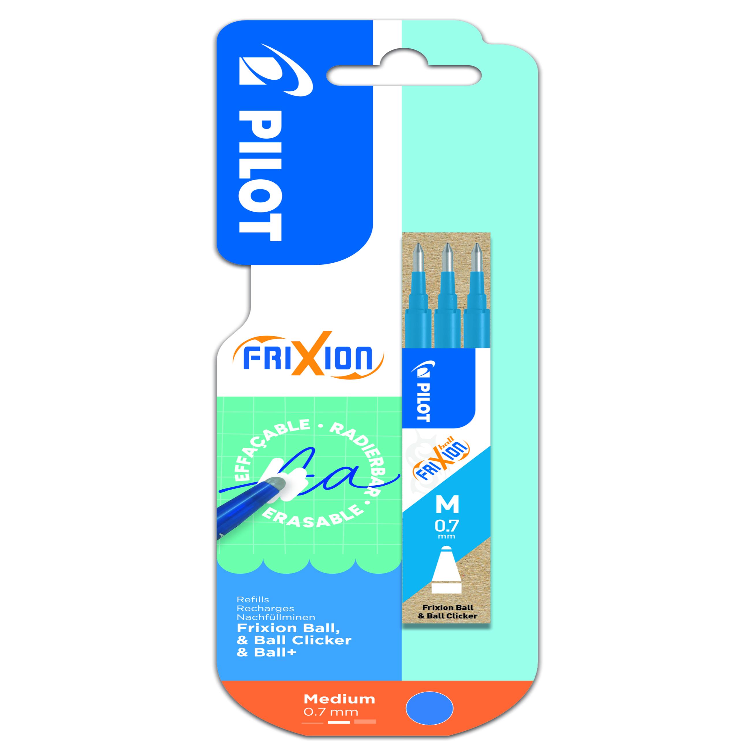 PILOT Etui de 3 recharges Frixion Ball couleur bleu ciel