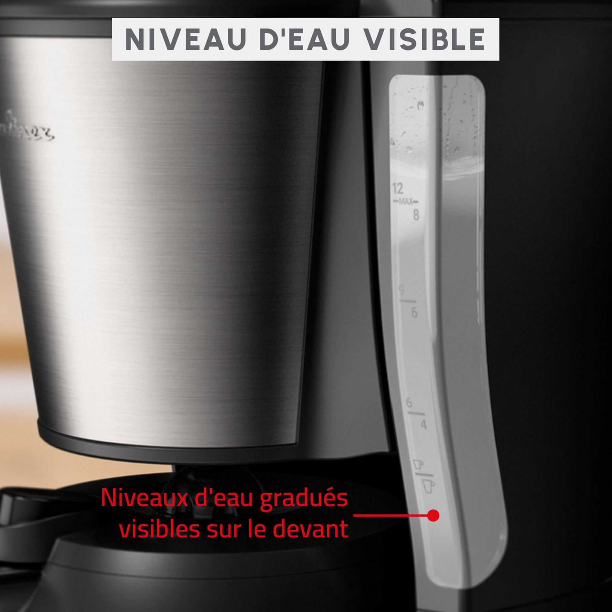 Voir la diapositive 4 : MOULINEX Cafetière filtre programmable FT5S0DE0 - Inox