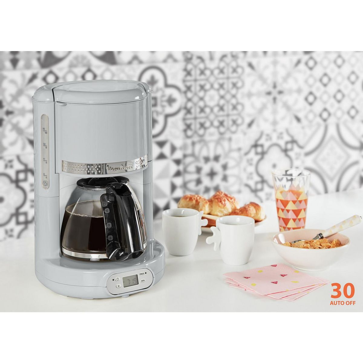 MOULINEX Cafetière filtre programmable FG380E10 - Gris