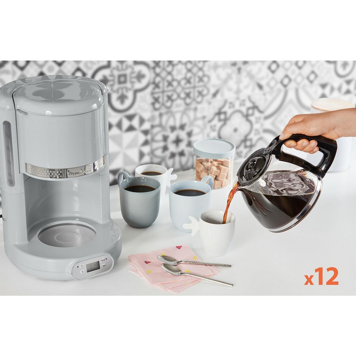 MOULINEX Cafetière filtre programmable FG380E10 - Gris