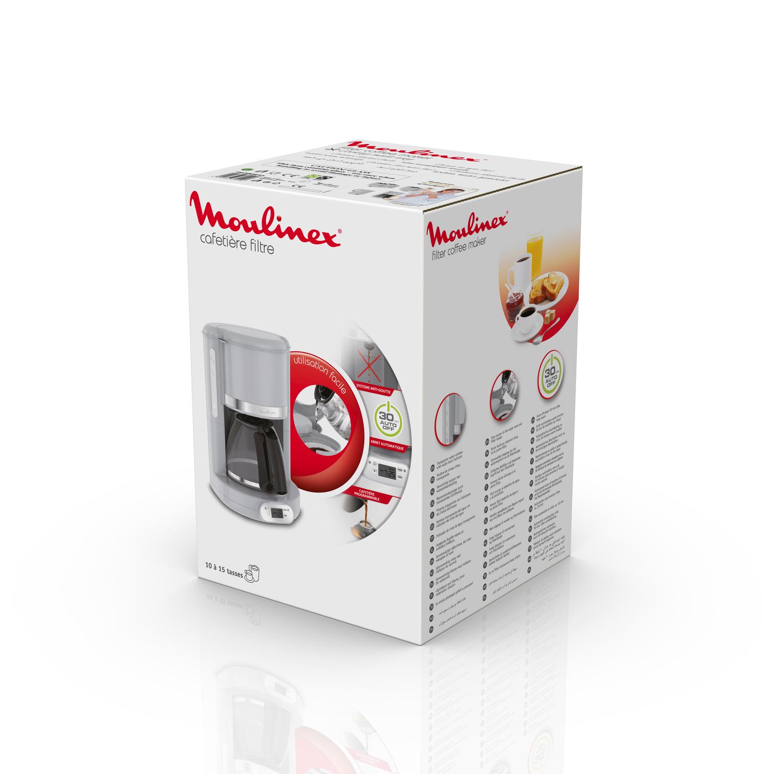 Voir la diapositive 8 : MOULINEX Cafetière filtre programmable FG380E10 - Gris