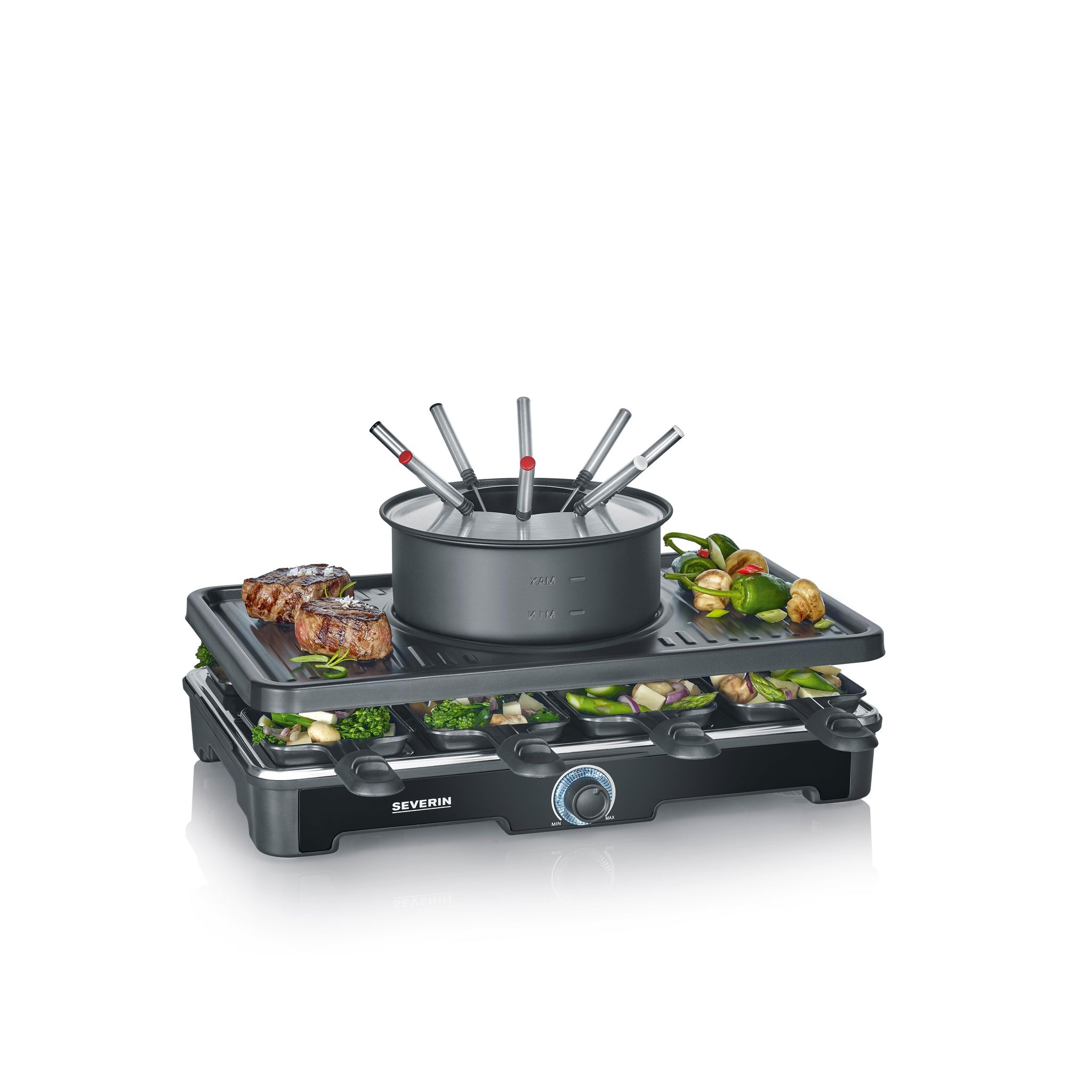 Voir la diapositive 1 : SEVERIN Appareil à raclette et fondue RG2347 - Noir
