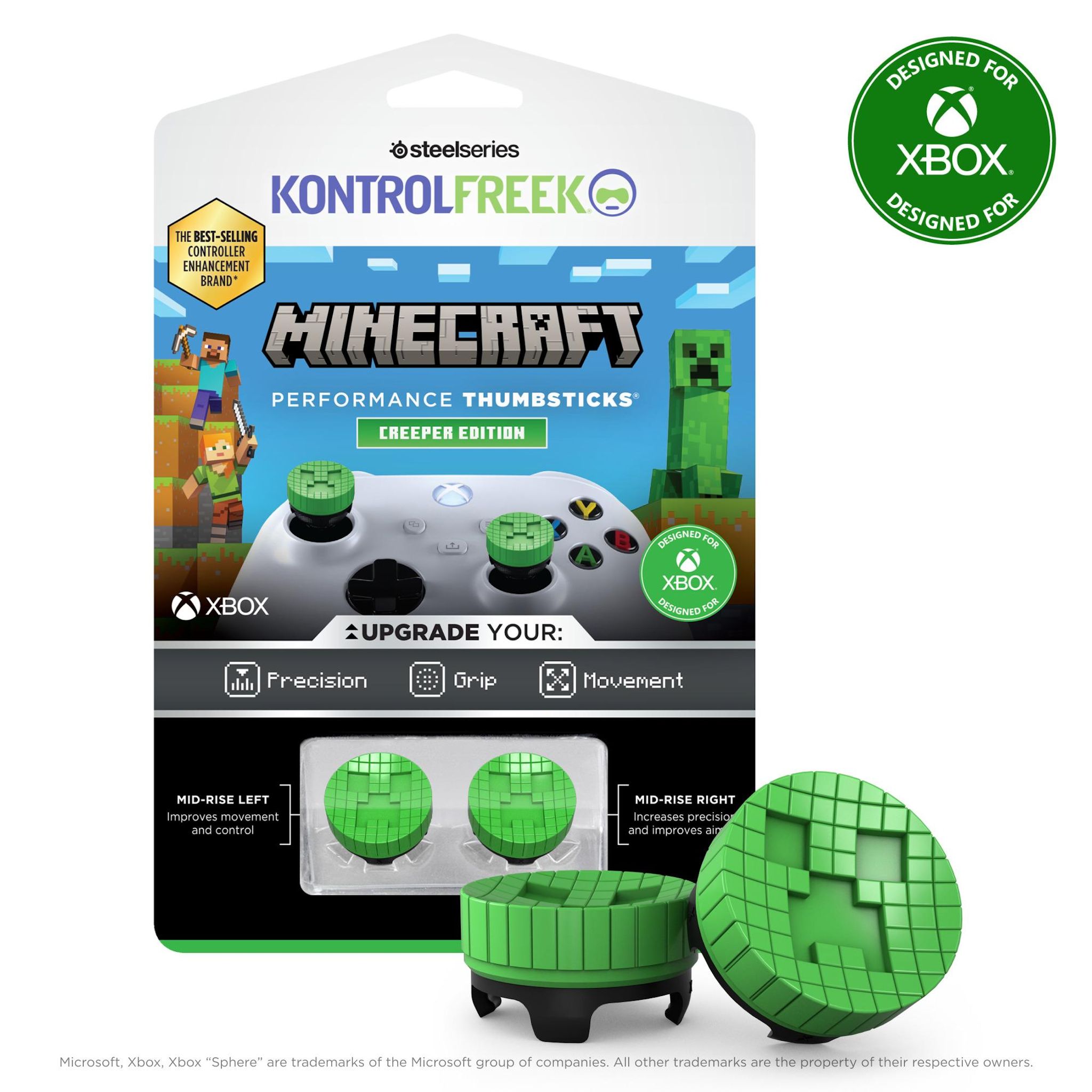 Voir la diapositive 5 : STEELSERIES Control Grip - Krontrol Freek - Minecraft Creeper Xbox Series X