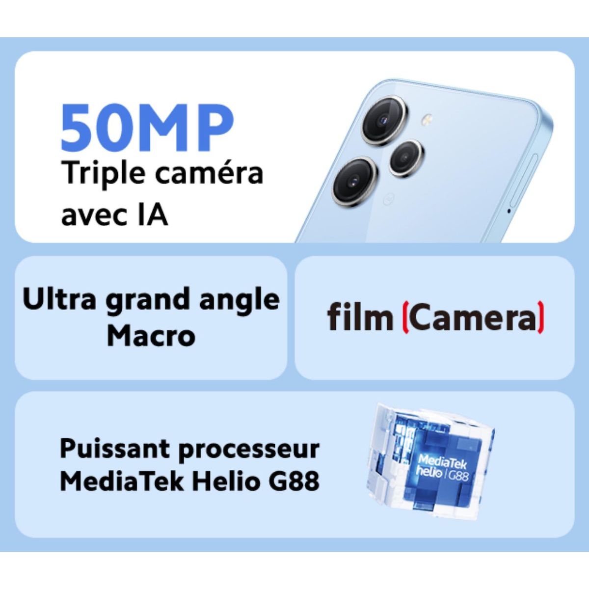 XIAOMI Pack Redmi 12 5G 128Go + Ecouteurs BUDS 6