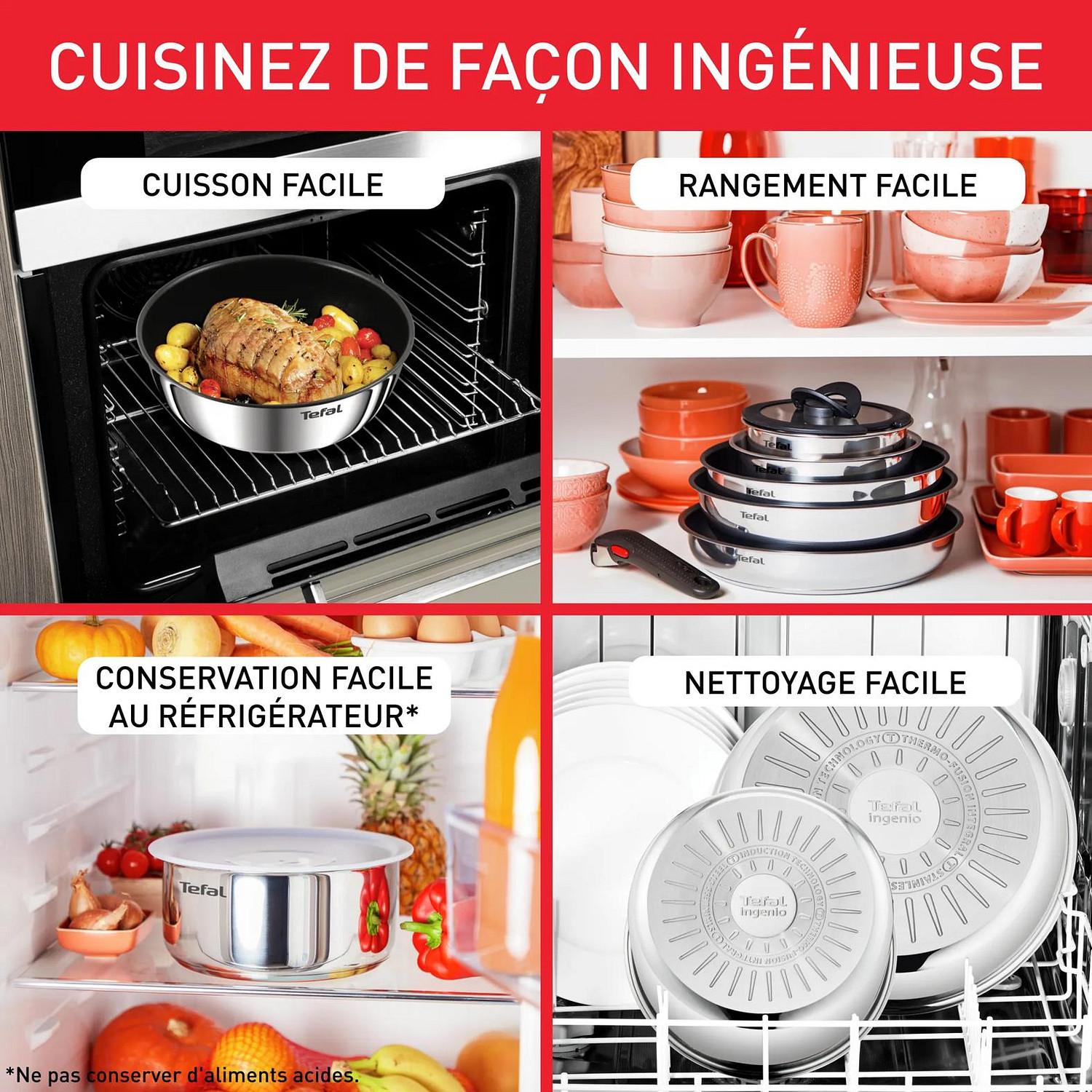 Voir la diapositive 2 : TEFAL Set de 11pcs résistant en inox non revêtu