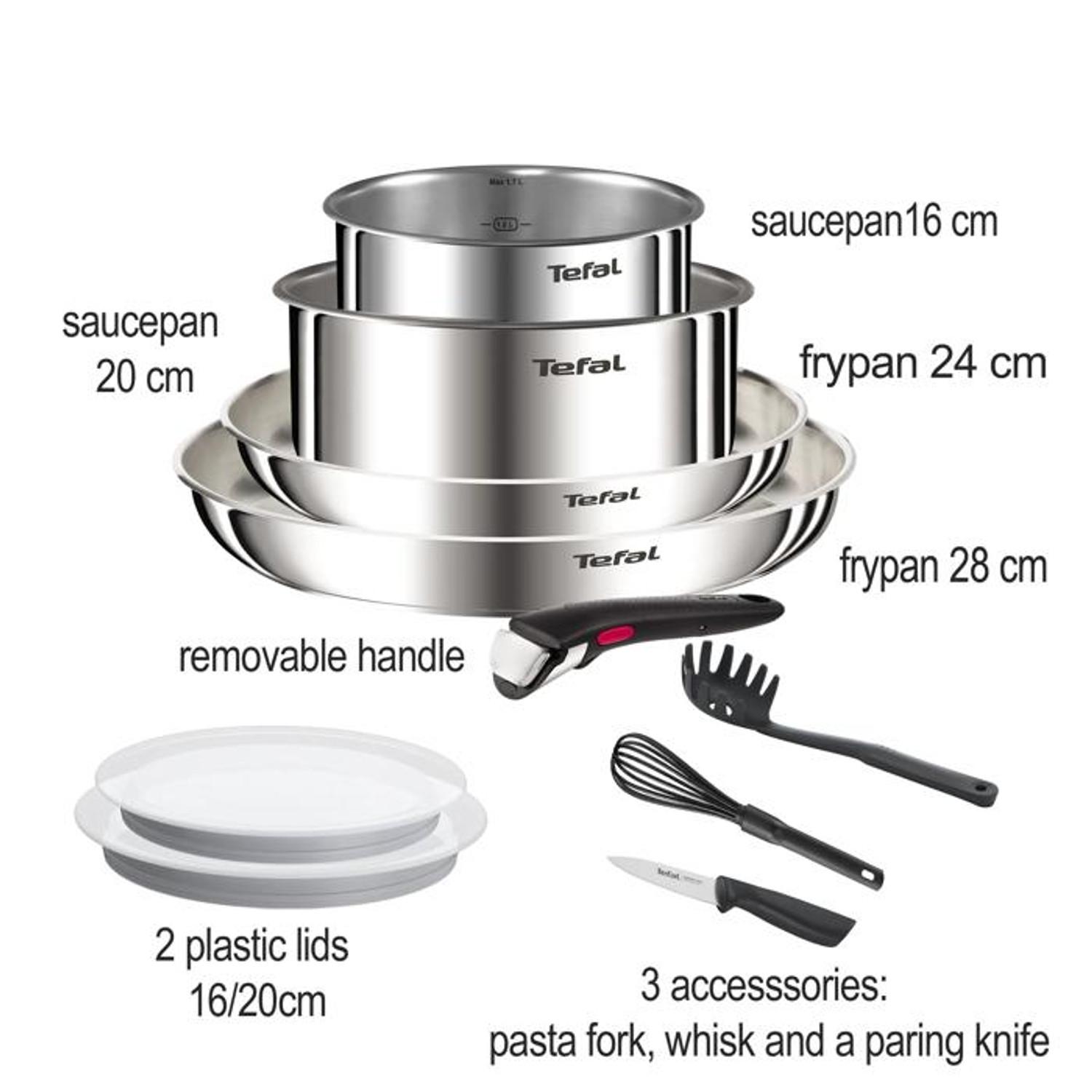 Voir la diapositive 6 : TEFAL Set de 11pcs résistant en inox non revêtu