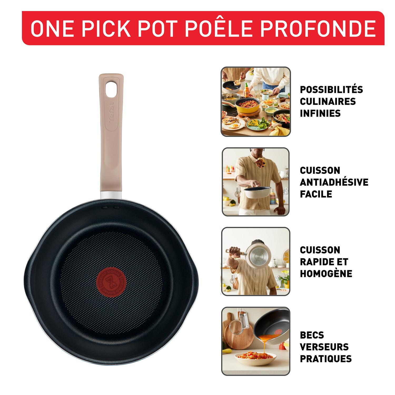 Voir la diapositive 2 : TEFAL One pick pot pan 22cm + couvercle vanille