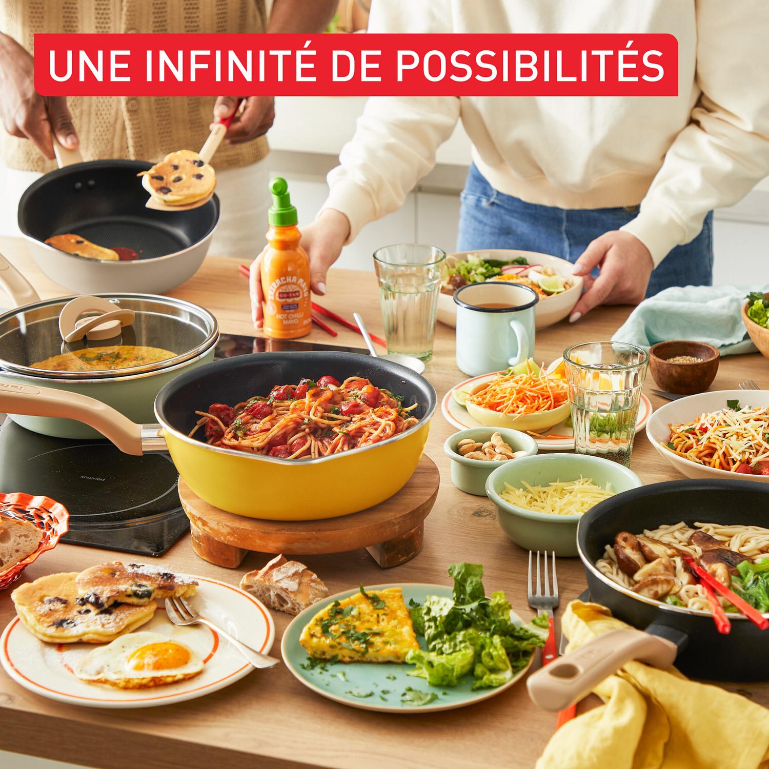 Voir la diapositive 3 : TEFAL One pick pot pan 22cm + couvercle vanille