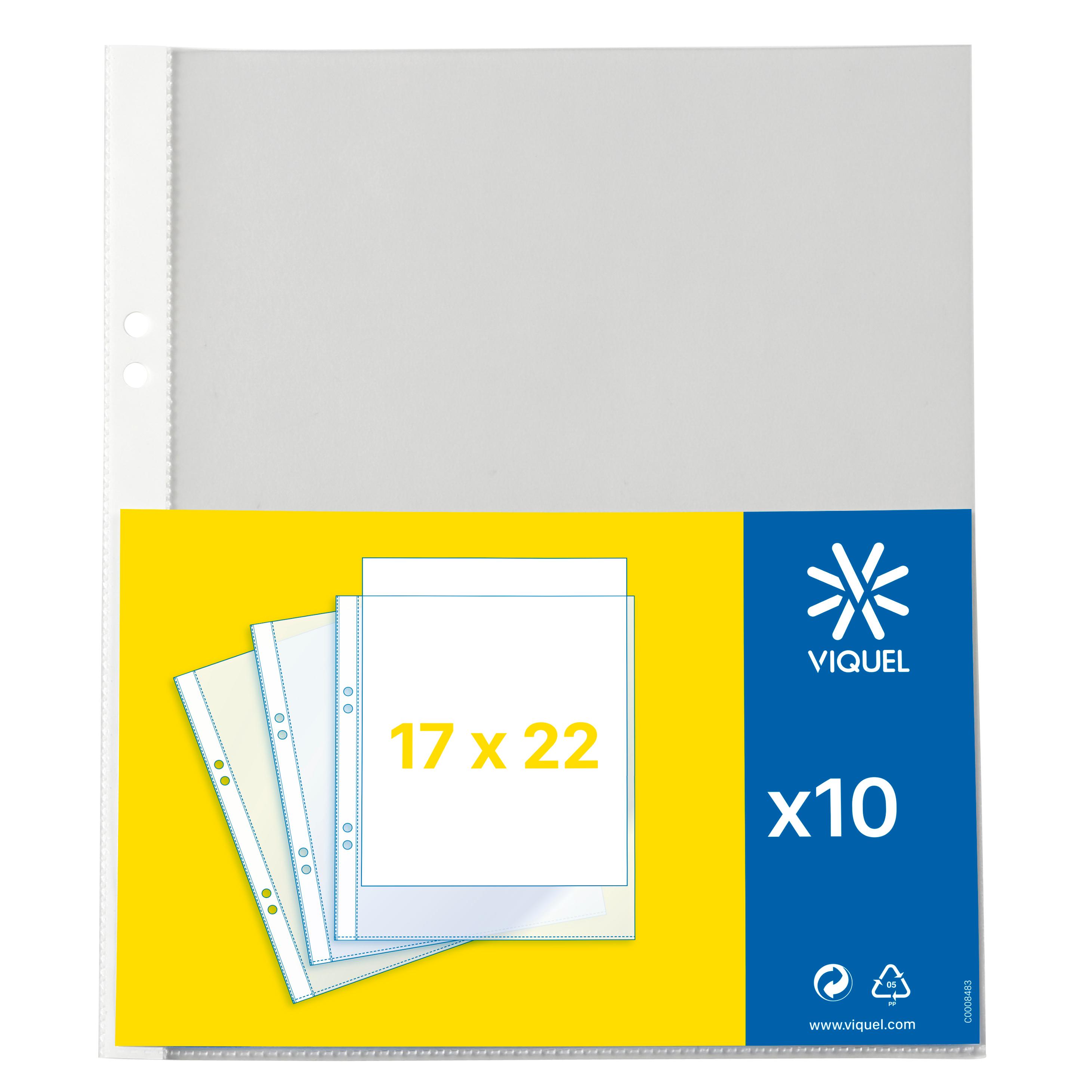 VIQUEL lot de 10 pochettes transparentes perforées
