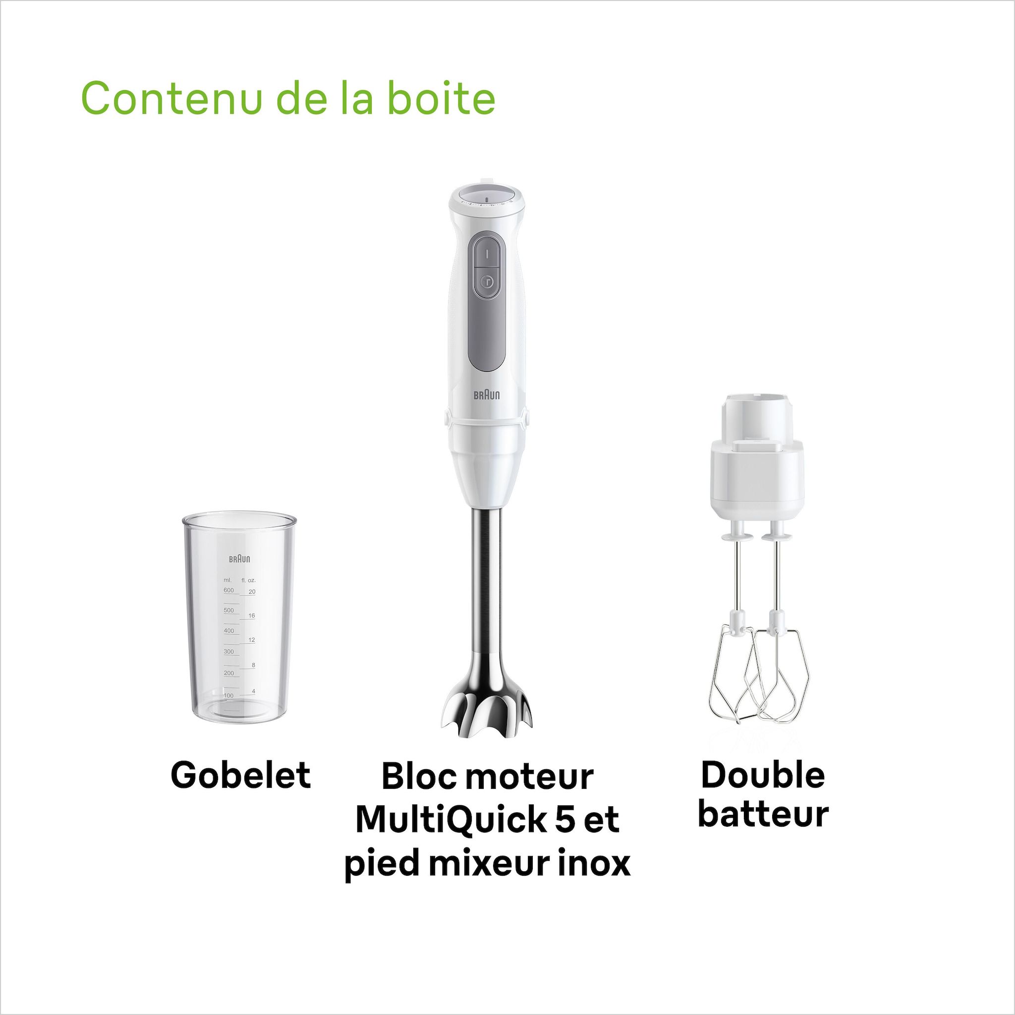 Voir la diapositive 6 : BRAUN Mixeur plongeant MQ50501M - Blanc